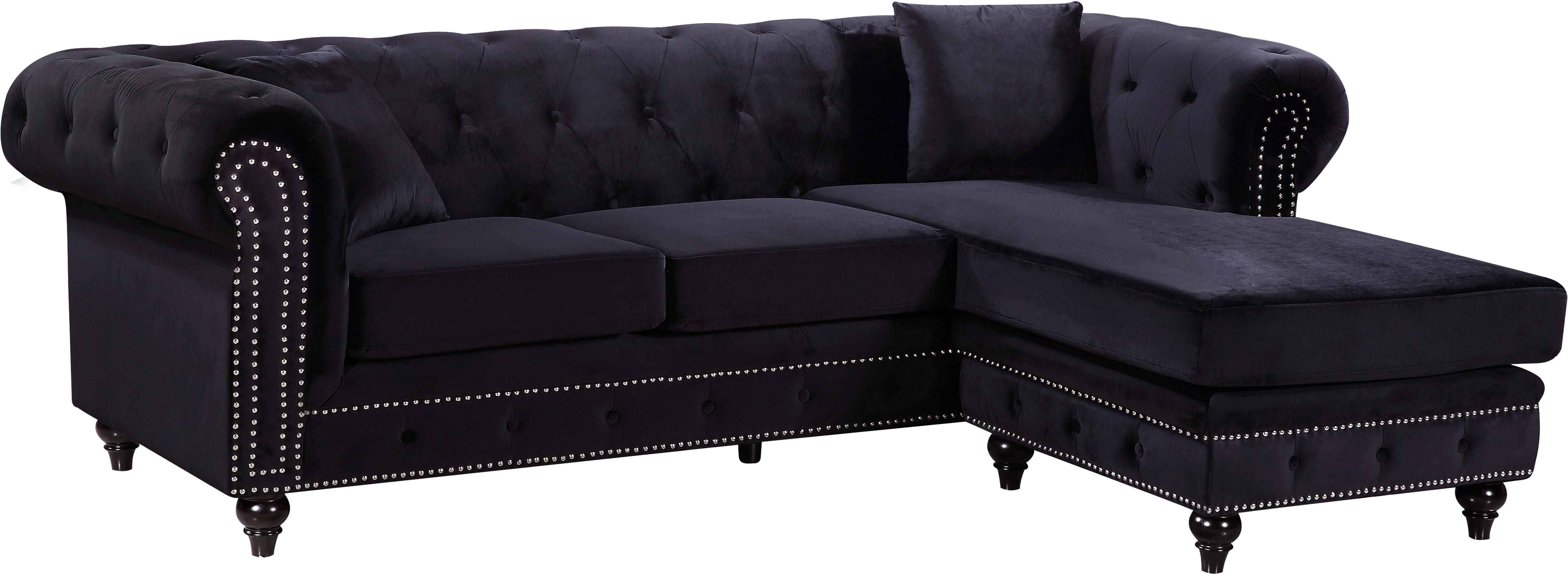 Sabrina Black Velvet 2pc. Reversible Sectional - Luxury Home Furniture (MI)