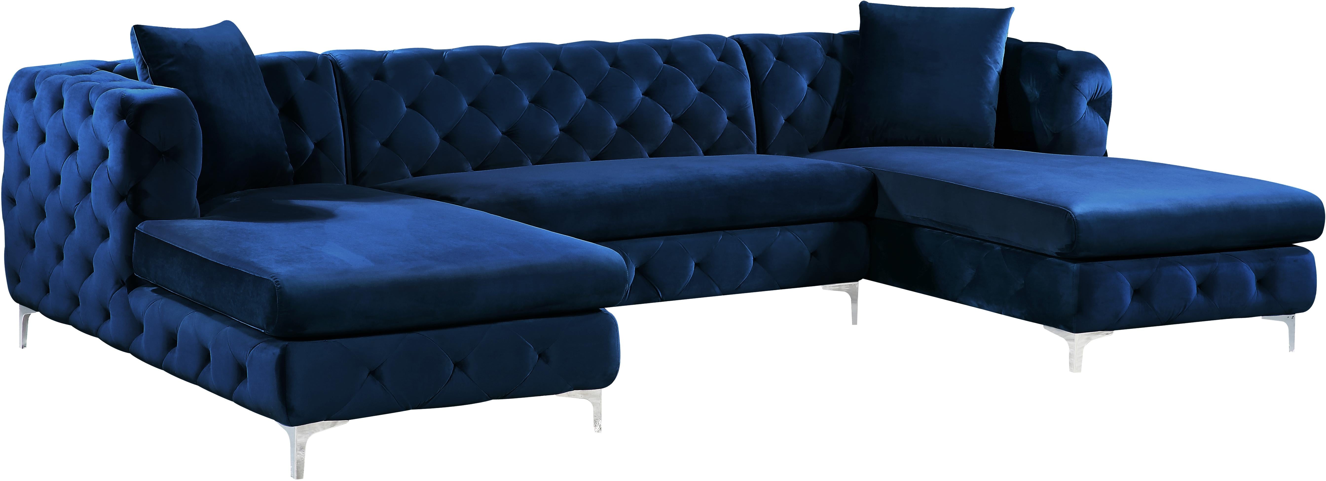 Gail Navy Velvet 3pc. Sectional - Luxury Home Furniture (MI)
