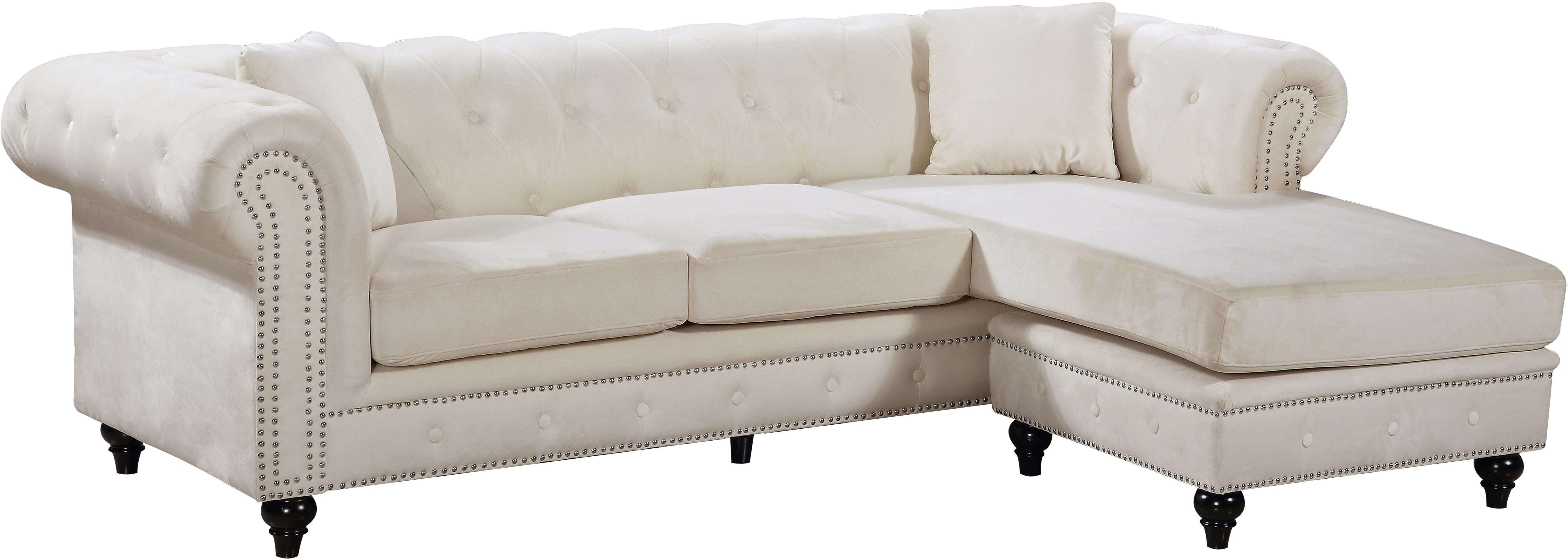 Sabrina Cream Velvet 2pc. Reversible Sectional - Luxury Home Furniture (MI)