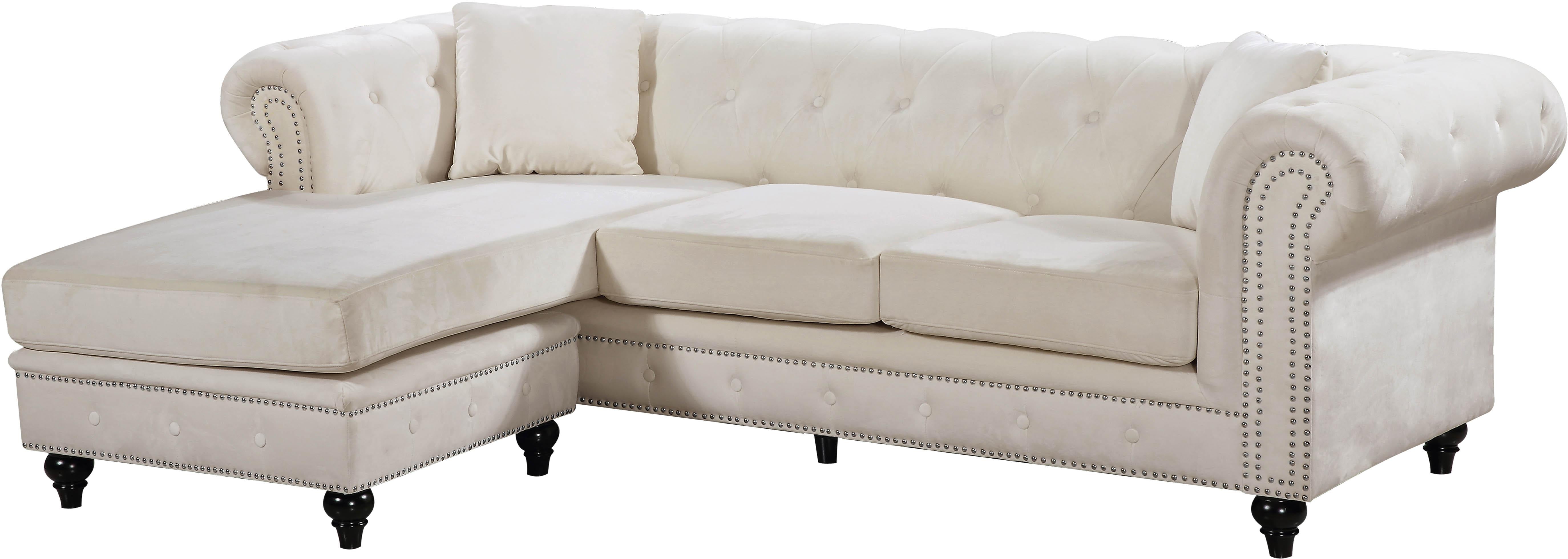 Sabrina Cream Velvet 2pc. Reversible Sectional - Luxury Home Furniture (MI)