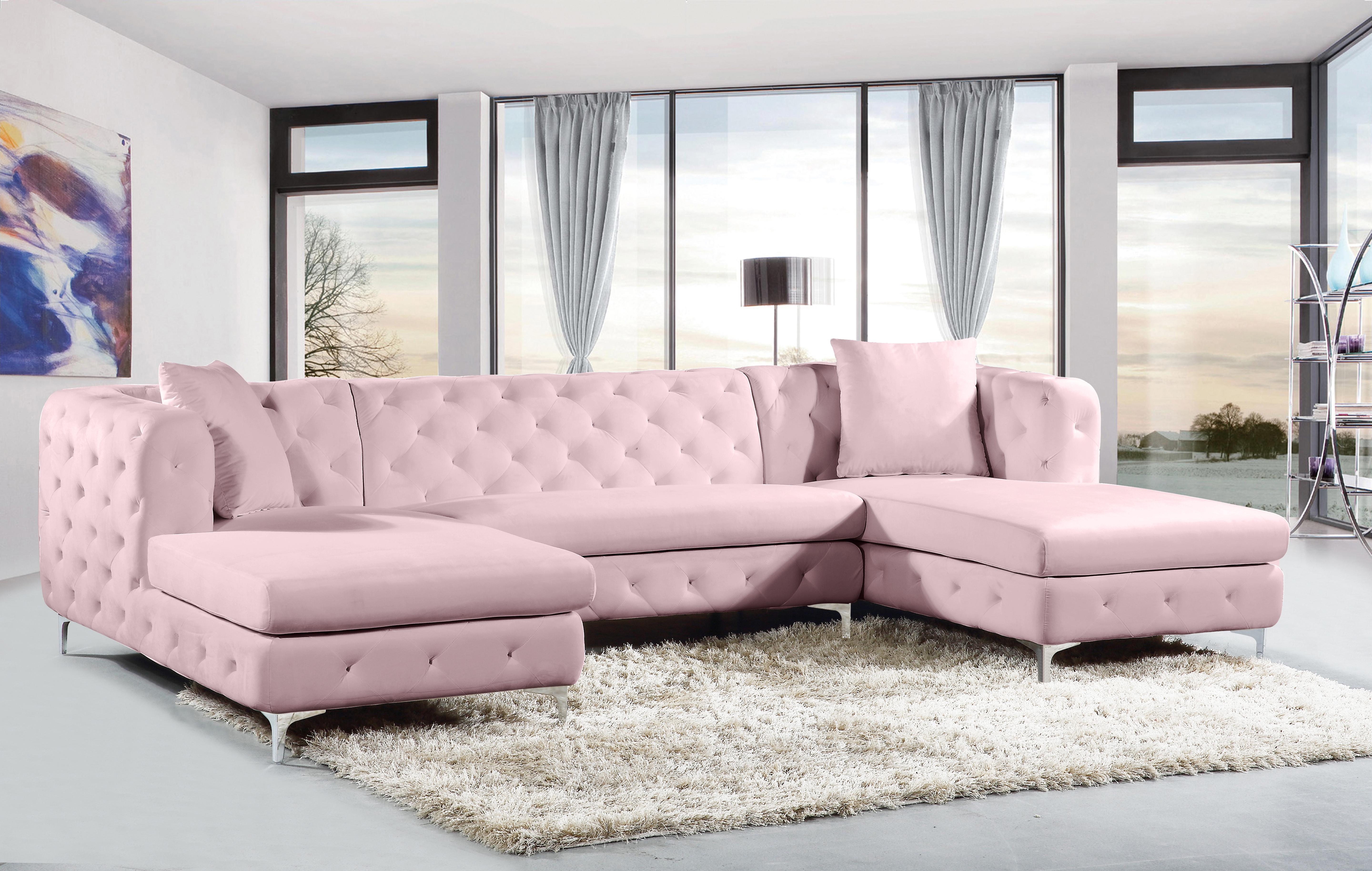 Gail Pink Velvet 3pc. Sectional - Luxury Home Furniture (MI)