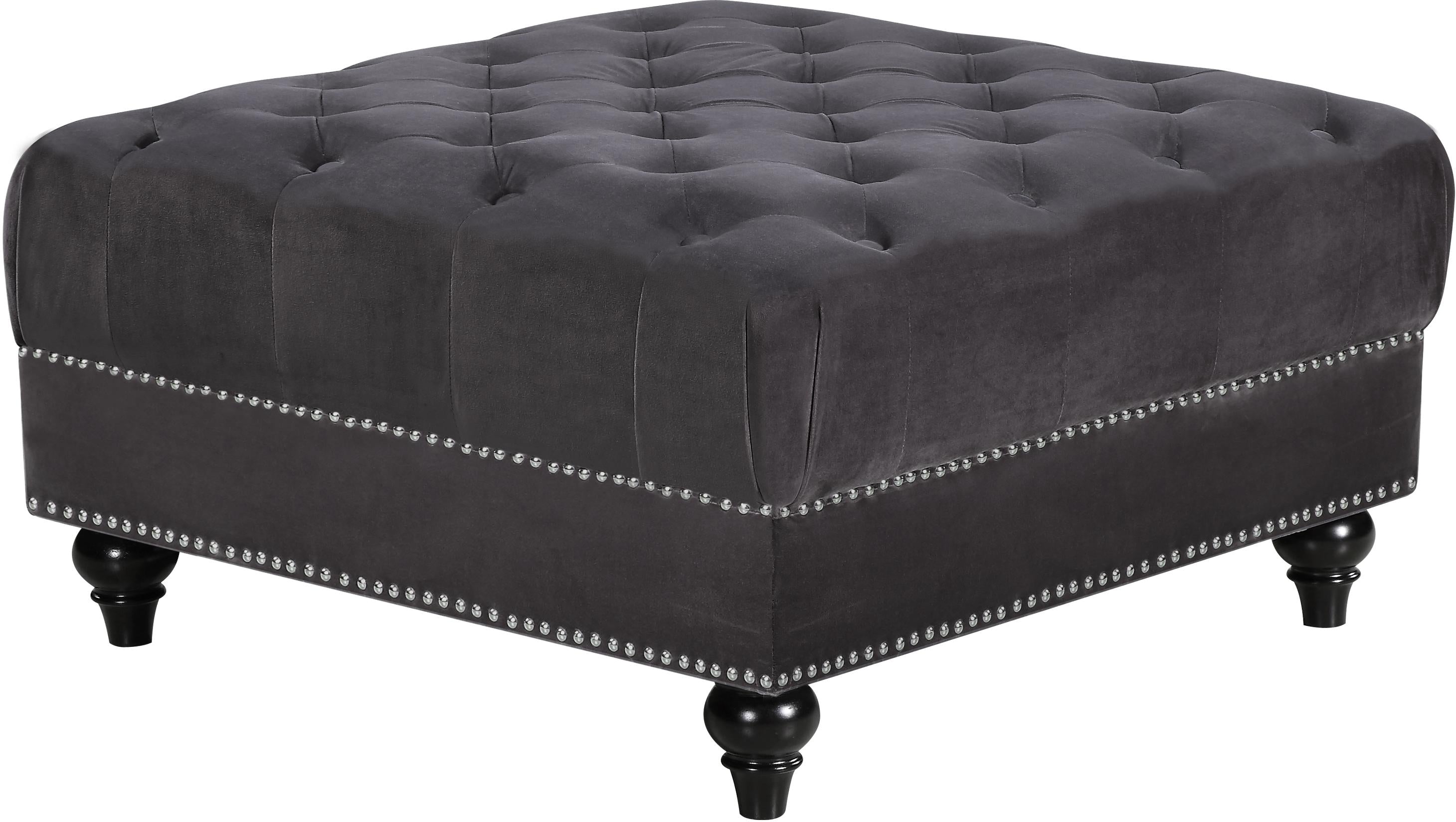 Sabrina Grey Velvet Ottoman - Luxury Home Furniture (MI)