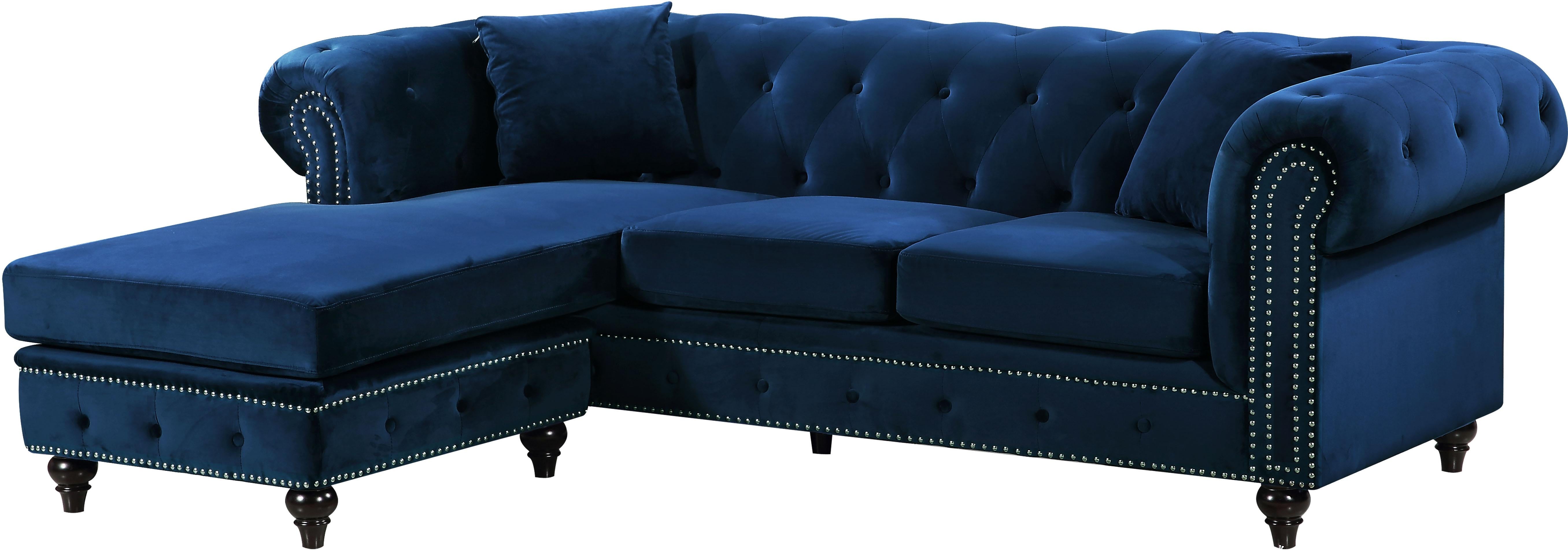 Sabrina Navy Velvet 2pc. Reversible Sectional - Luxury Home Furniture (MI)