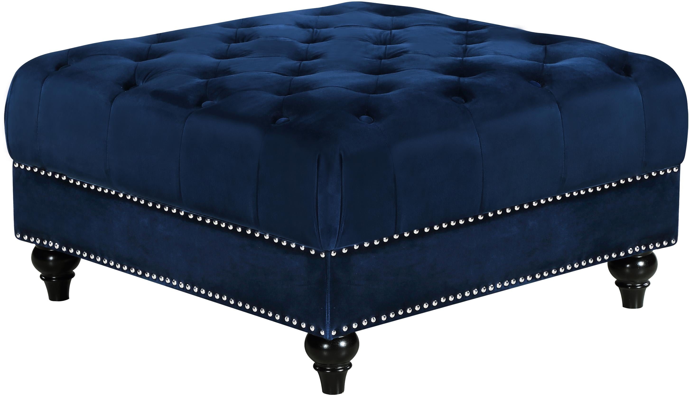 Sabrina Navy Velvet Ottoman - Luxury Home Furniture (MI)