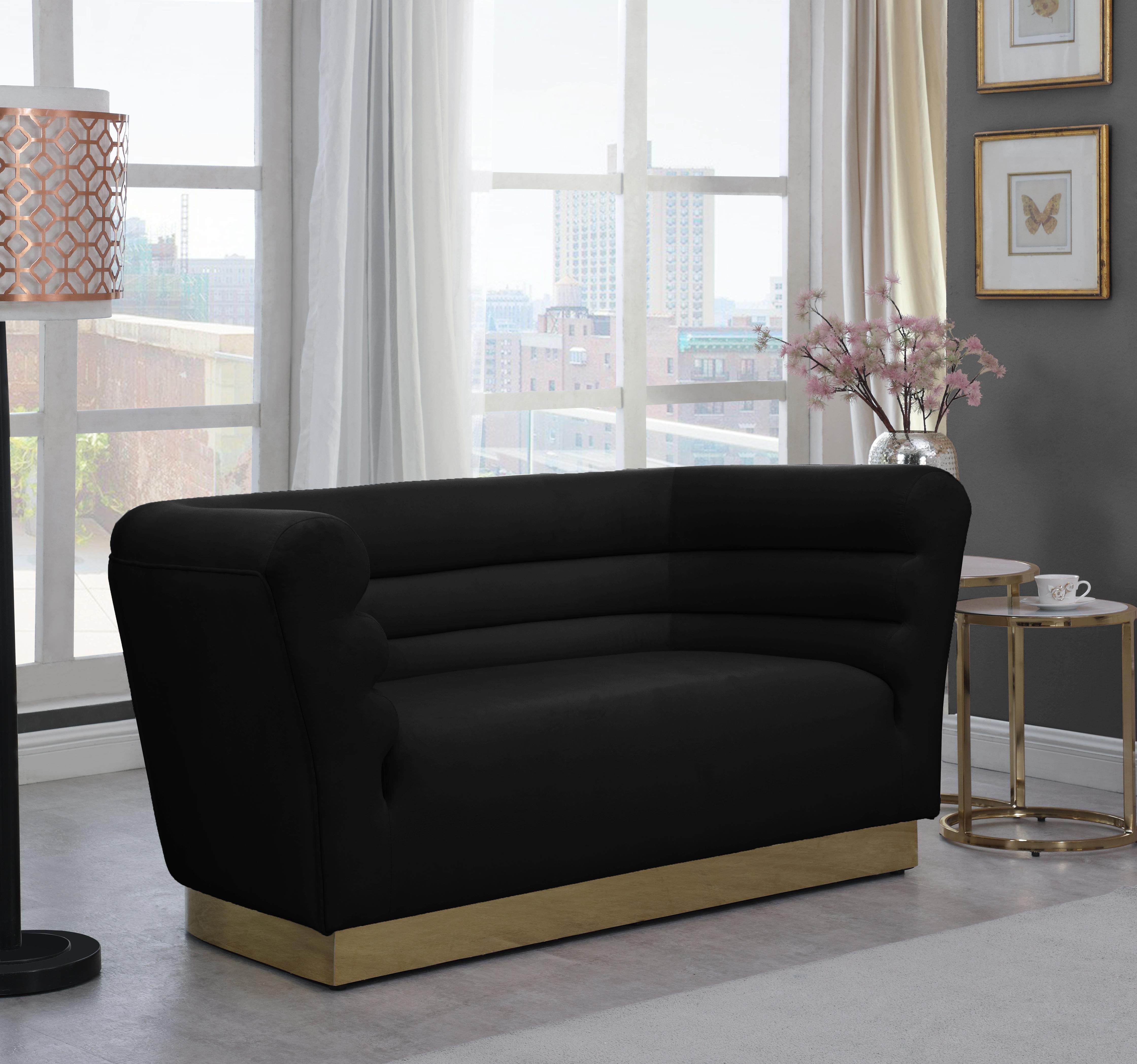 Bellini Black Velvet Loveseat - Luxury Home Furniture (MI)