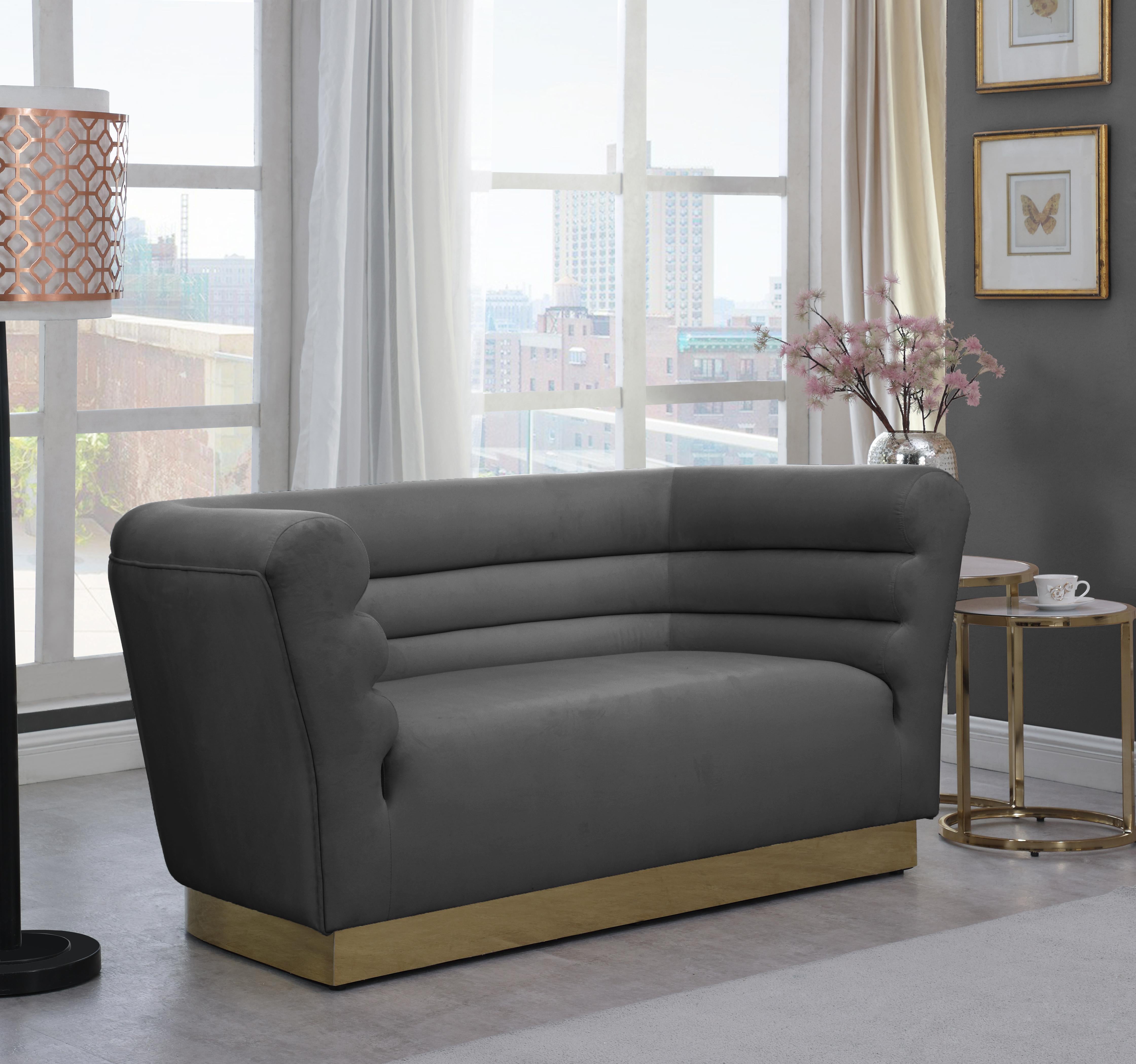 Bellini Grey Velvet Loveseat - Luxury Home Furniture (MI)