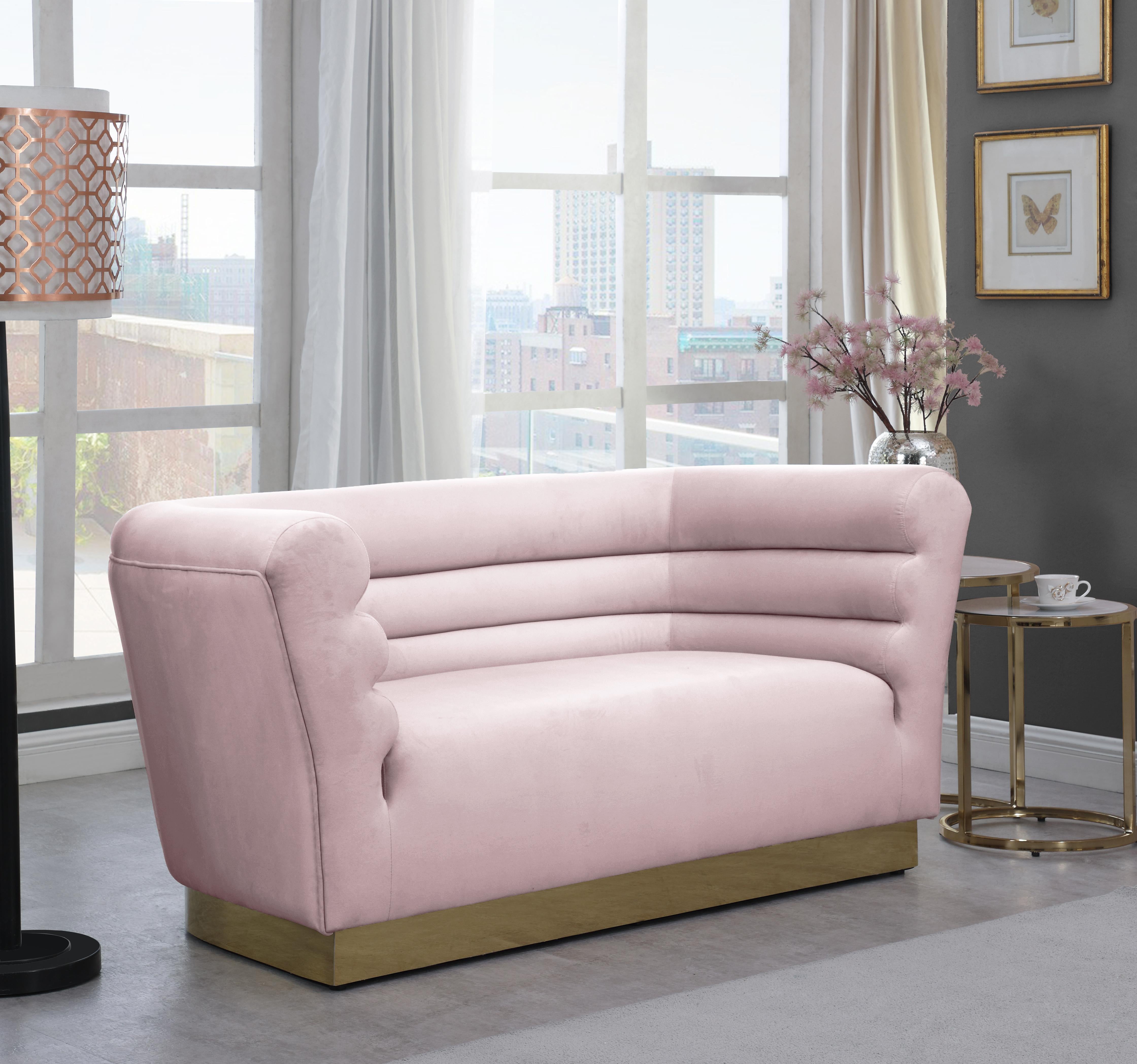 Bellini Pink Velvet Loveseat - Luxury Home Furniture (MI)