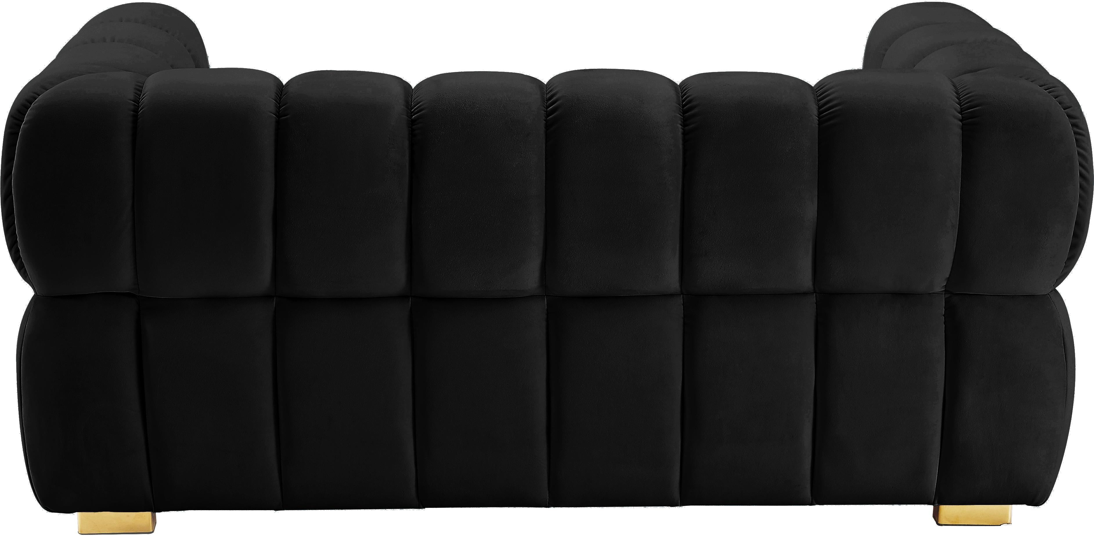 Gwen Black Velvet Loveseat - Luxury Home Furniture (MI)