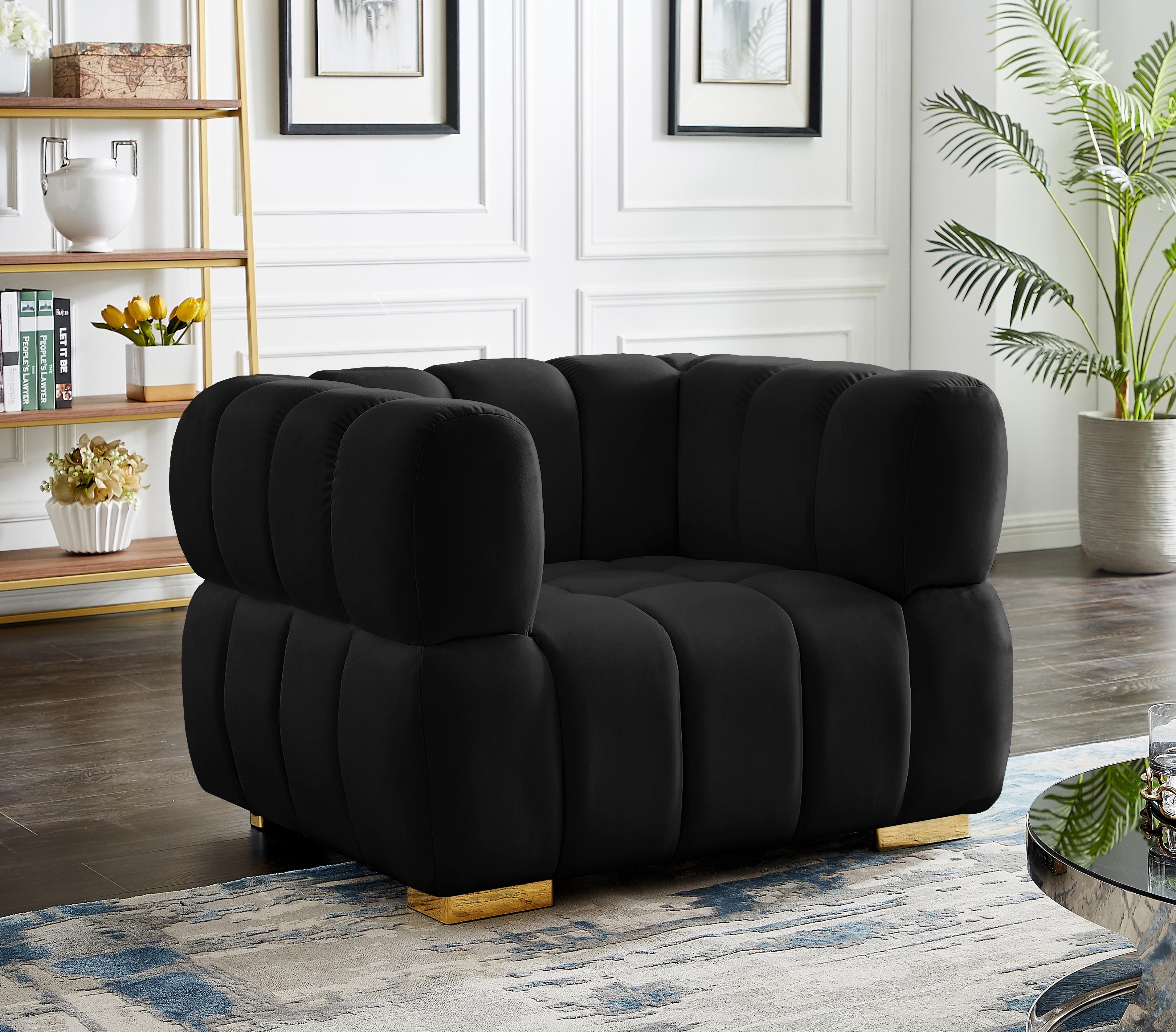 Gwen Black Velvet Chair - Luxury Home Furniture (MI)
