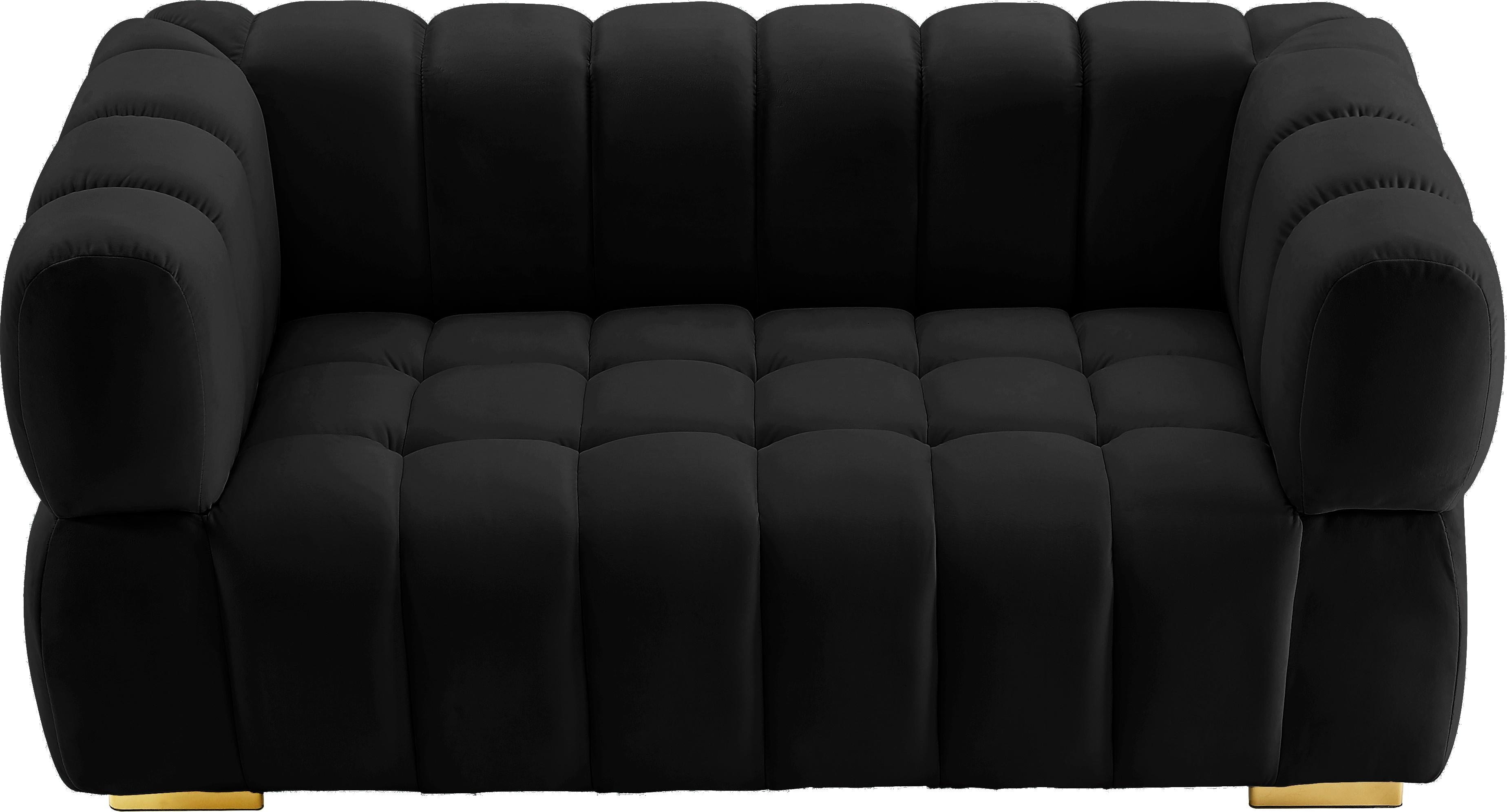 Gwen Black Velvet Loveseat - Luxury Home Furniture (MI)
