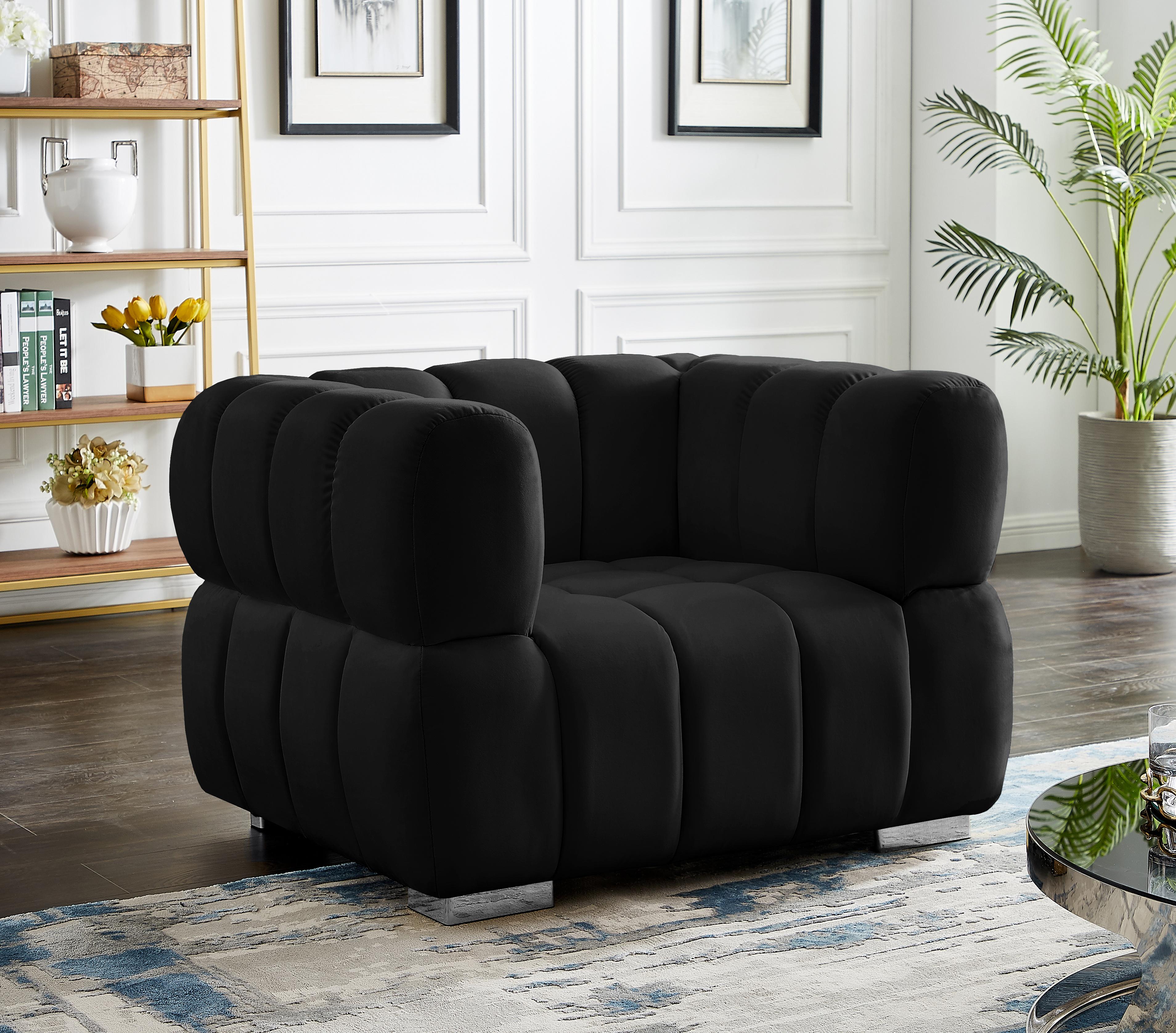 Gwen Black Velvet Chair - Luxury Home Furniture (MI)