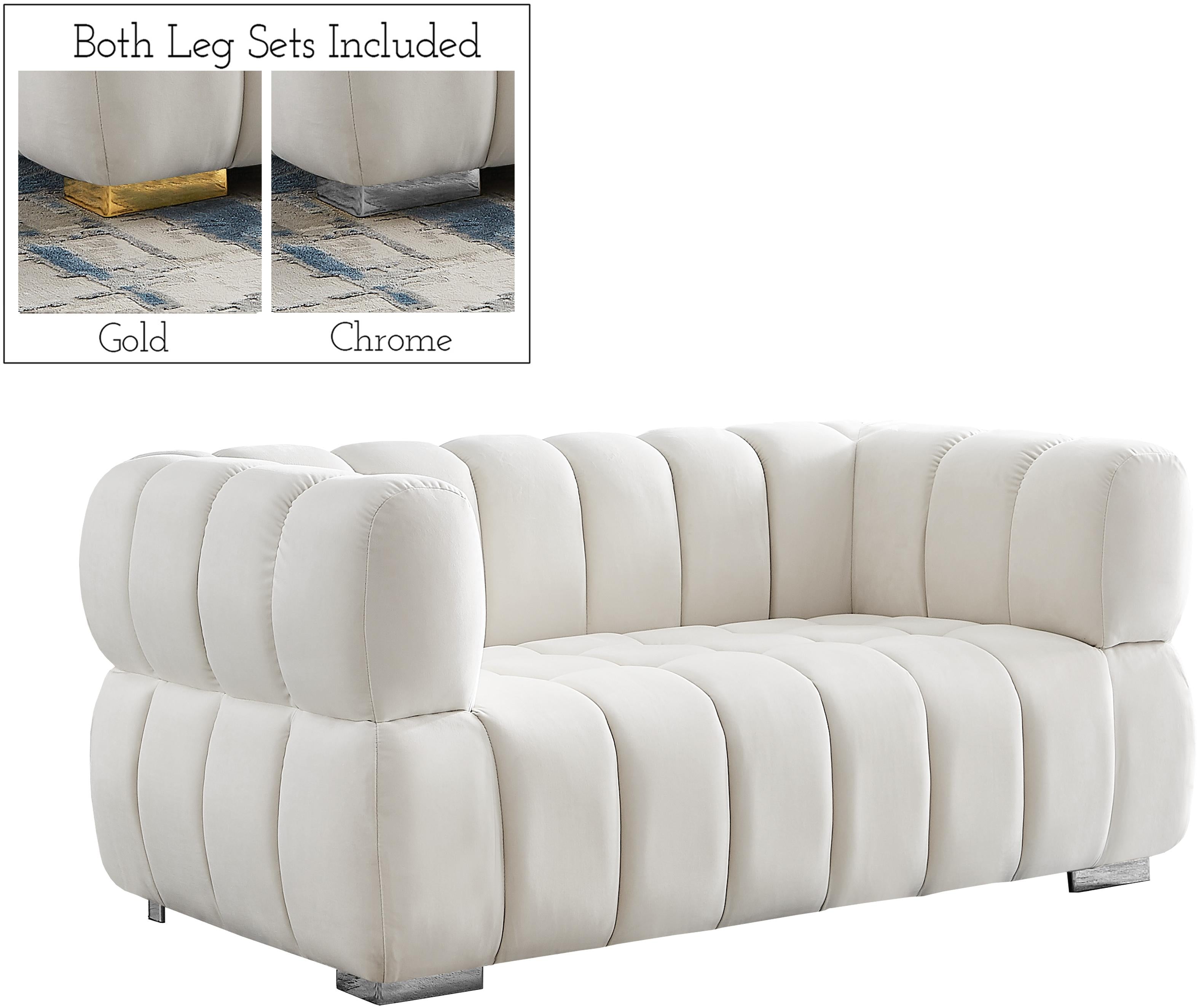 Gwen Cream Velvet Loveseat - Luxury Home Furniture (MI)