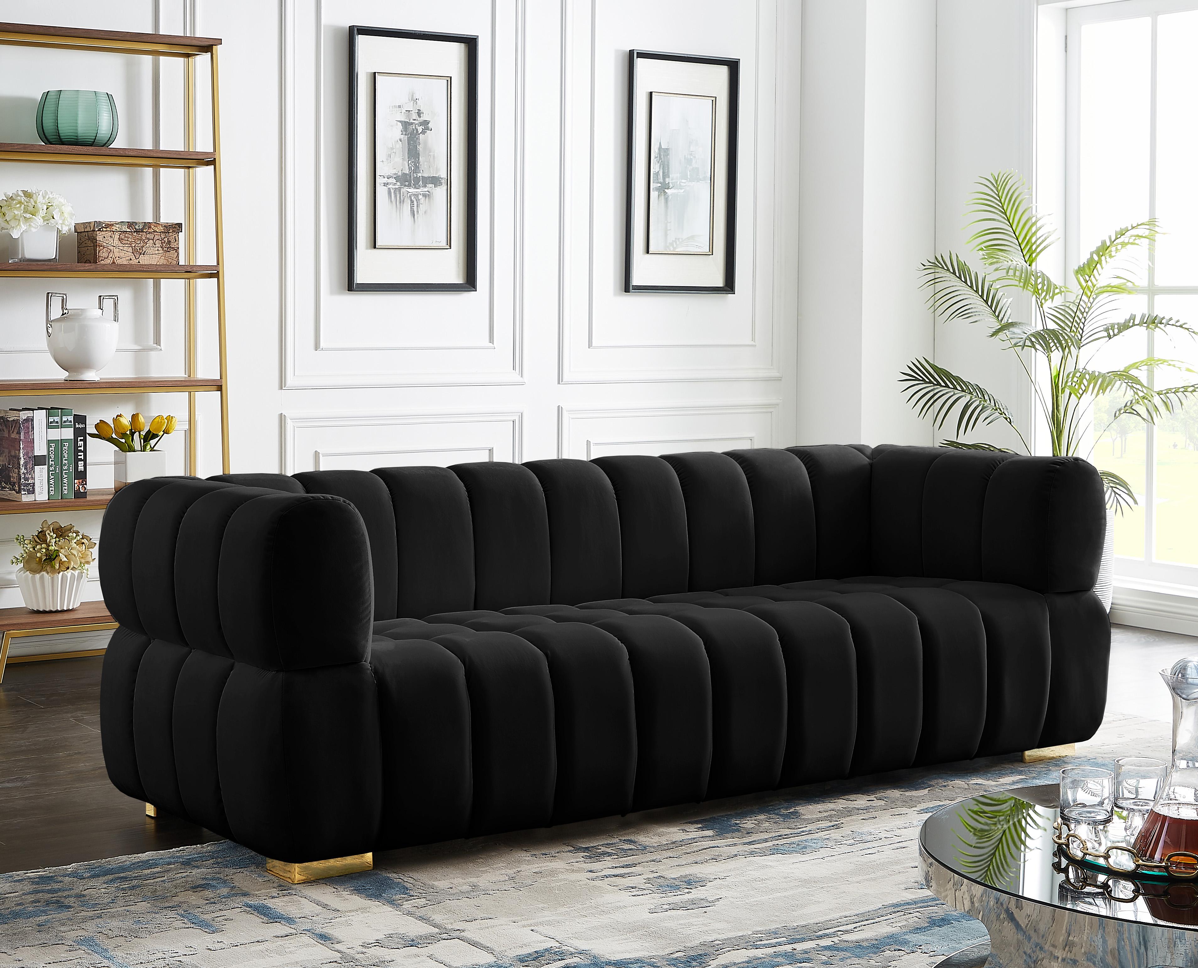 Gwen Black Velvet Sofa - Luxury Home Furniture (MI)