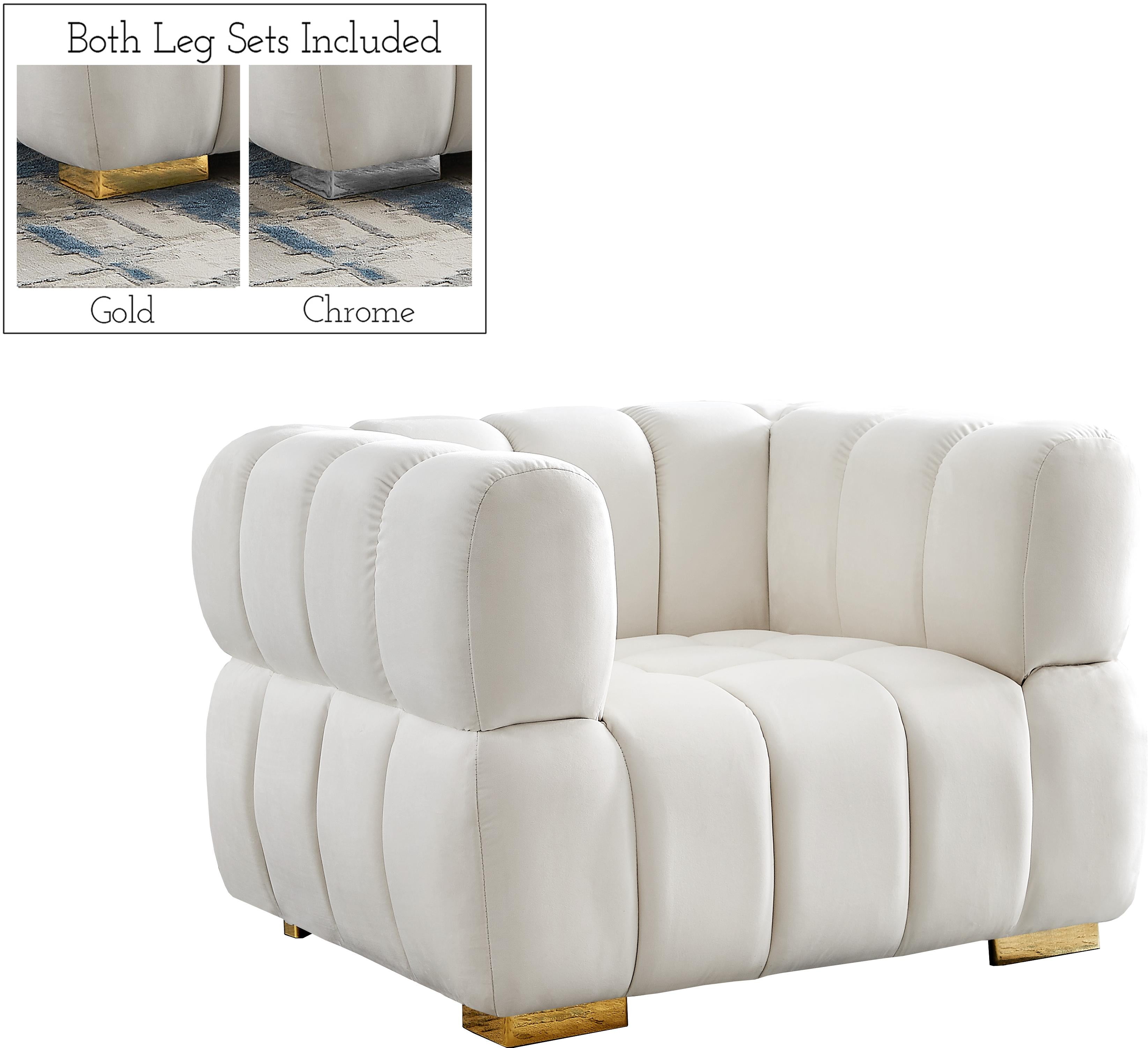 Gwen Cream Velvet Chair - Luxury Home Furniture (MI)