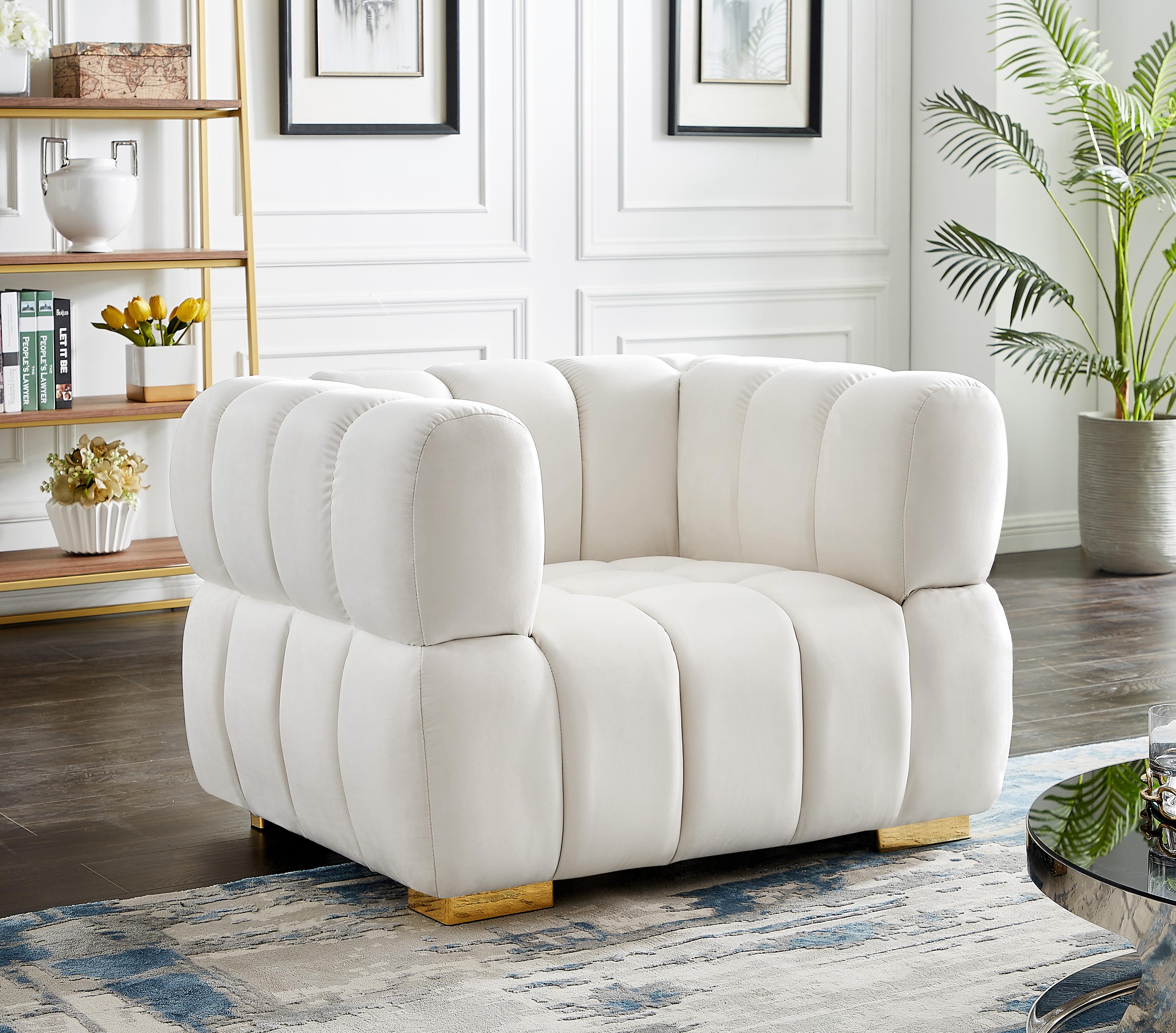 Gwen Cream Velvet Chair - Luxury Home Furniture (MI)