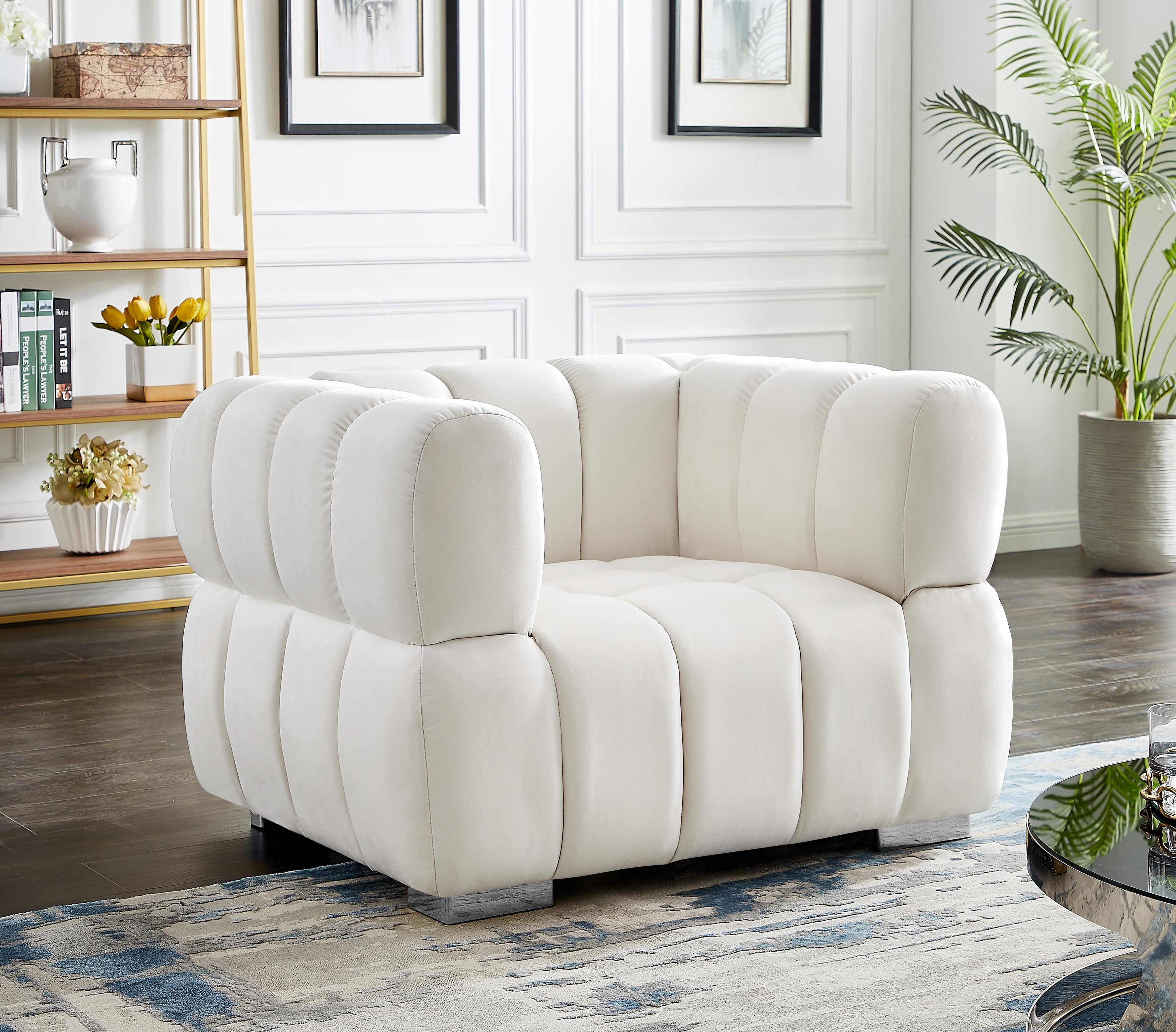Gwen Cream Velvet Chair - Luxury Home Furniture (MI)