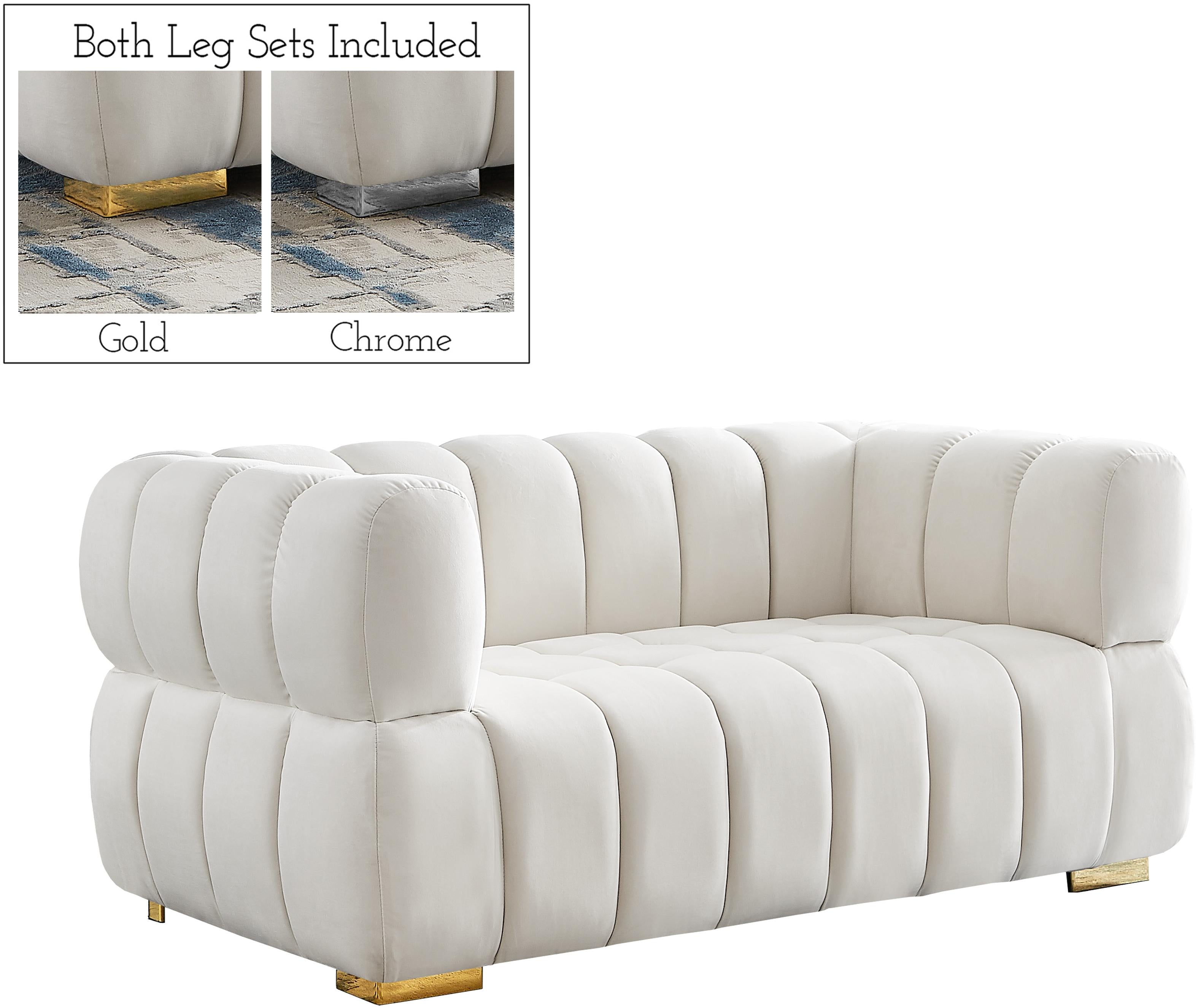 Gwen Cream Velvet Loveseat - Luxury Home Furniture (MI)