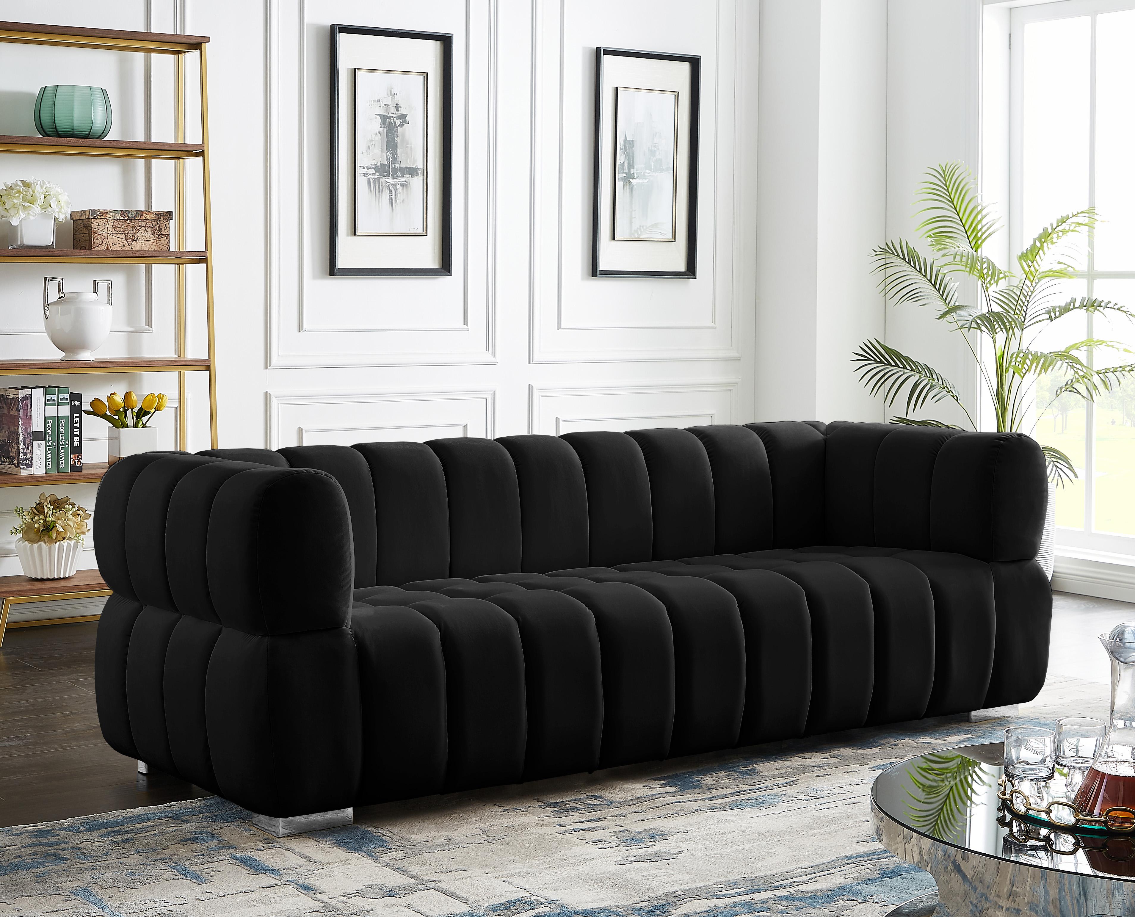 Gwen Black Velvet Sofa - Luxury Home Furniture (MI)