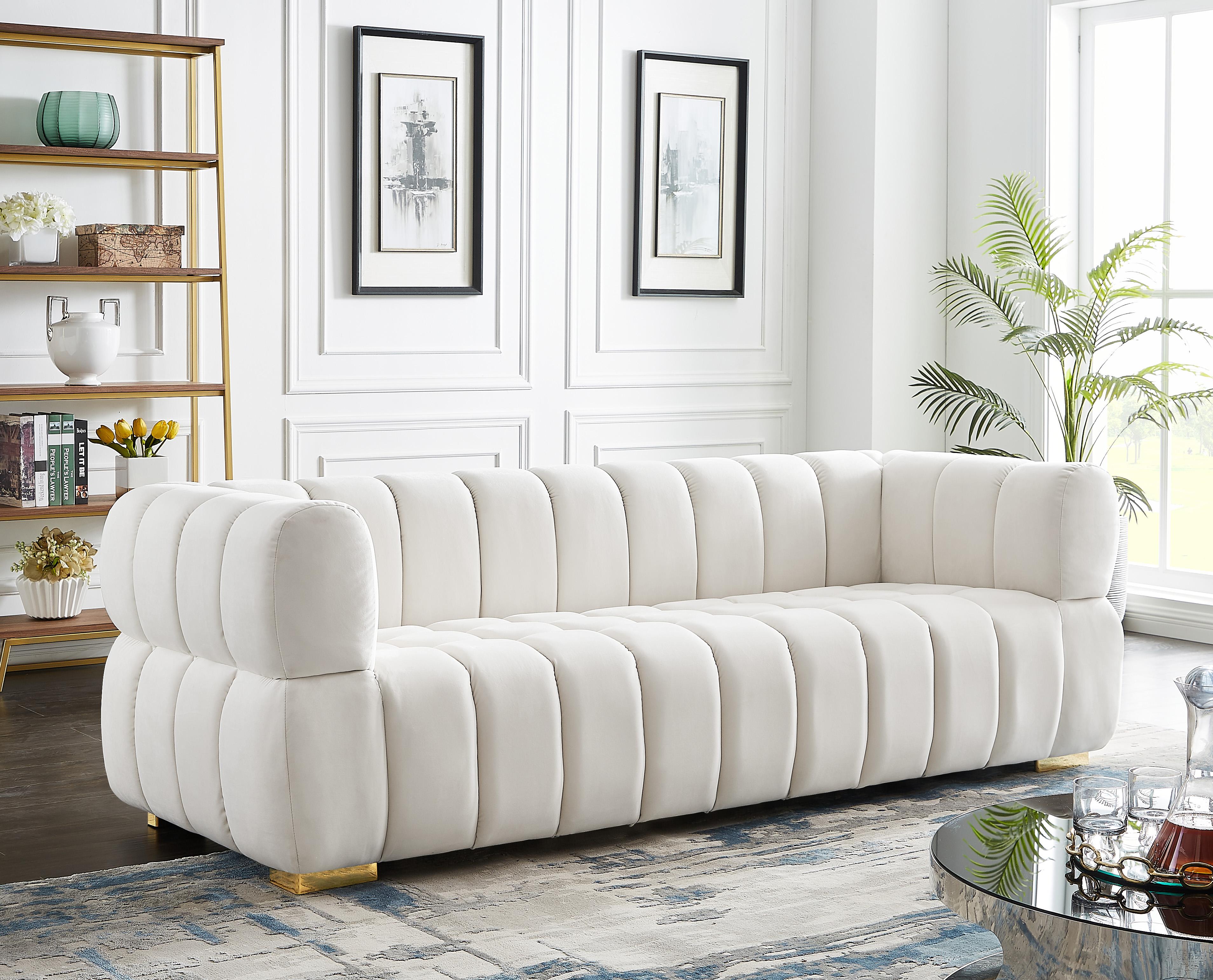 Gwen Cream Velvet Sofa - Luxury Home Furniture (MI)