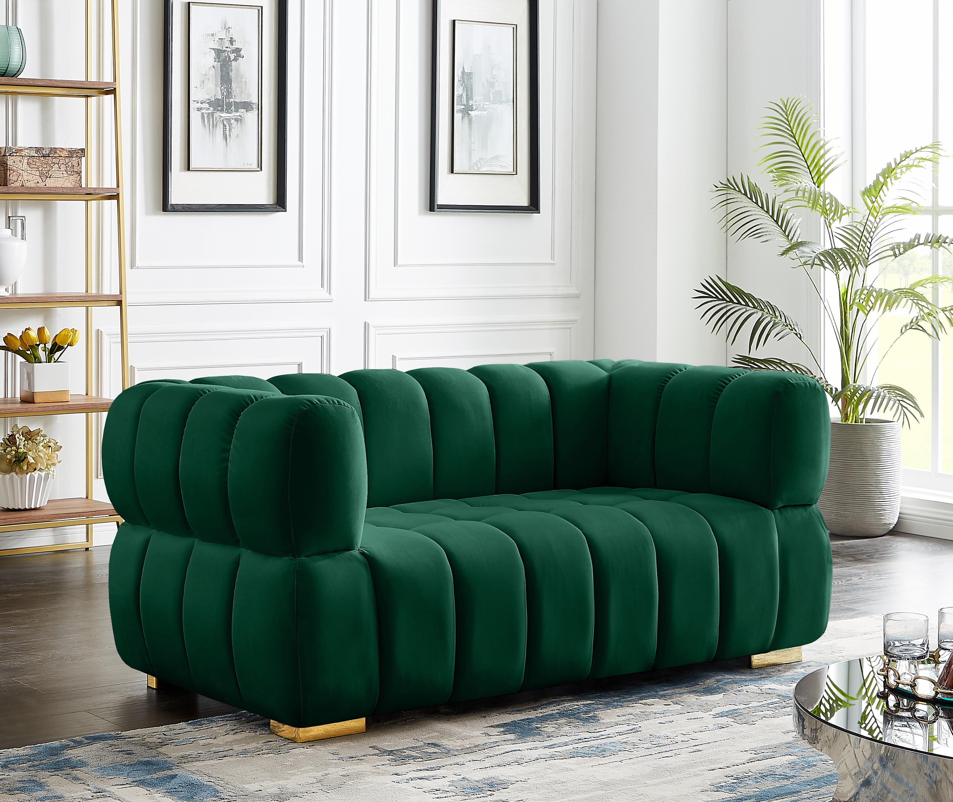 Gwen Green Velvet Loveseat - Luxury Home Furniture (MI)