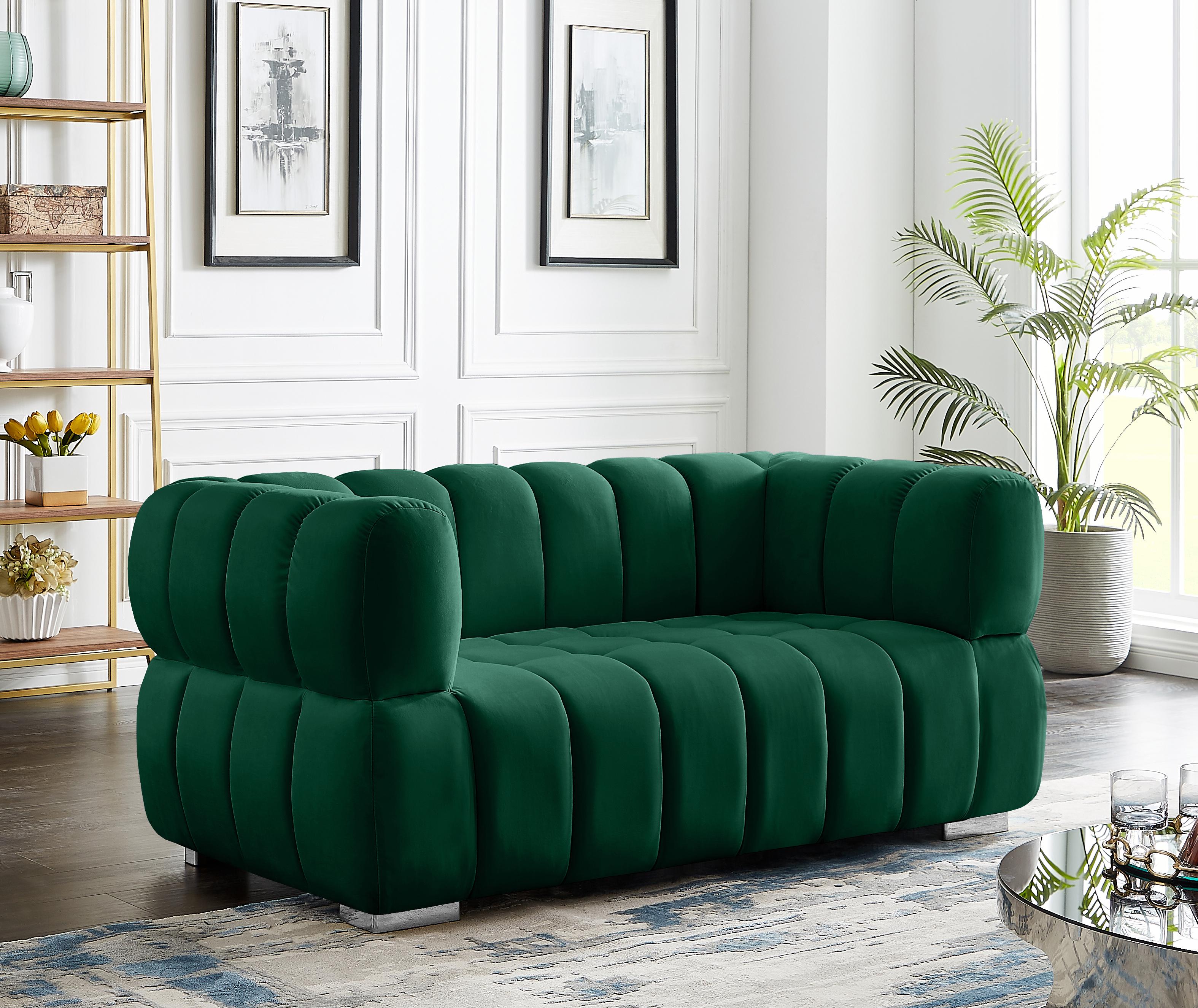 Gwen Green Velvet Loveseat - Luxury Home Furniture (MI)