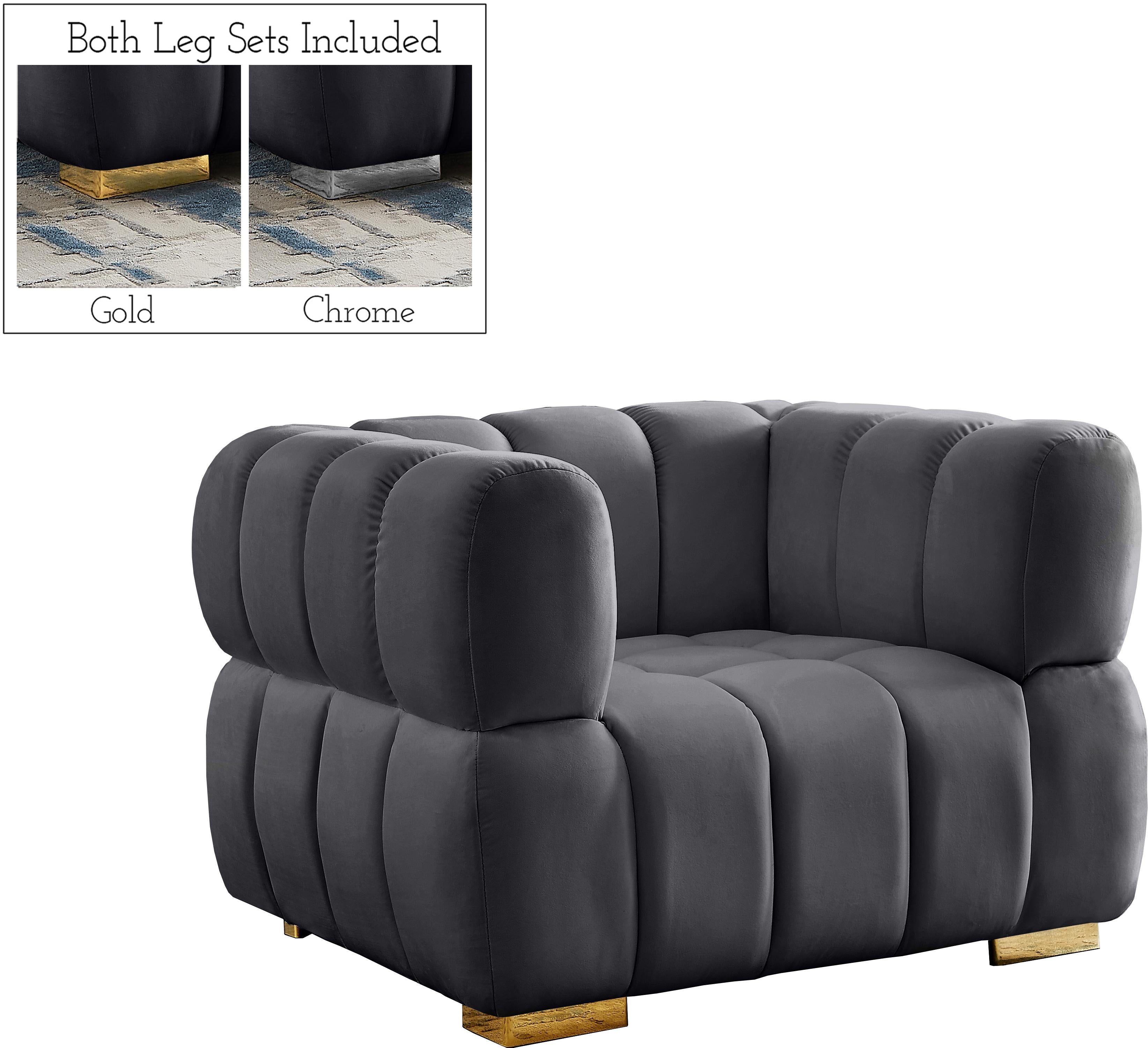 Gwen Grey Velvet Chair - Luxury Home Furniture (MI)
