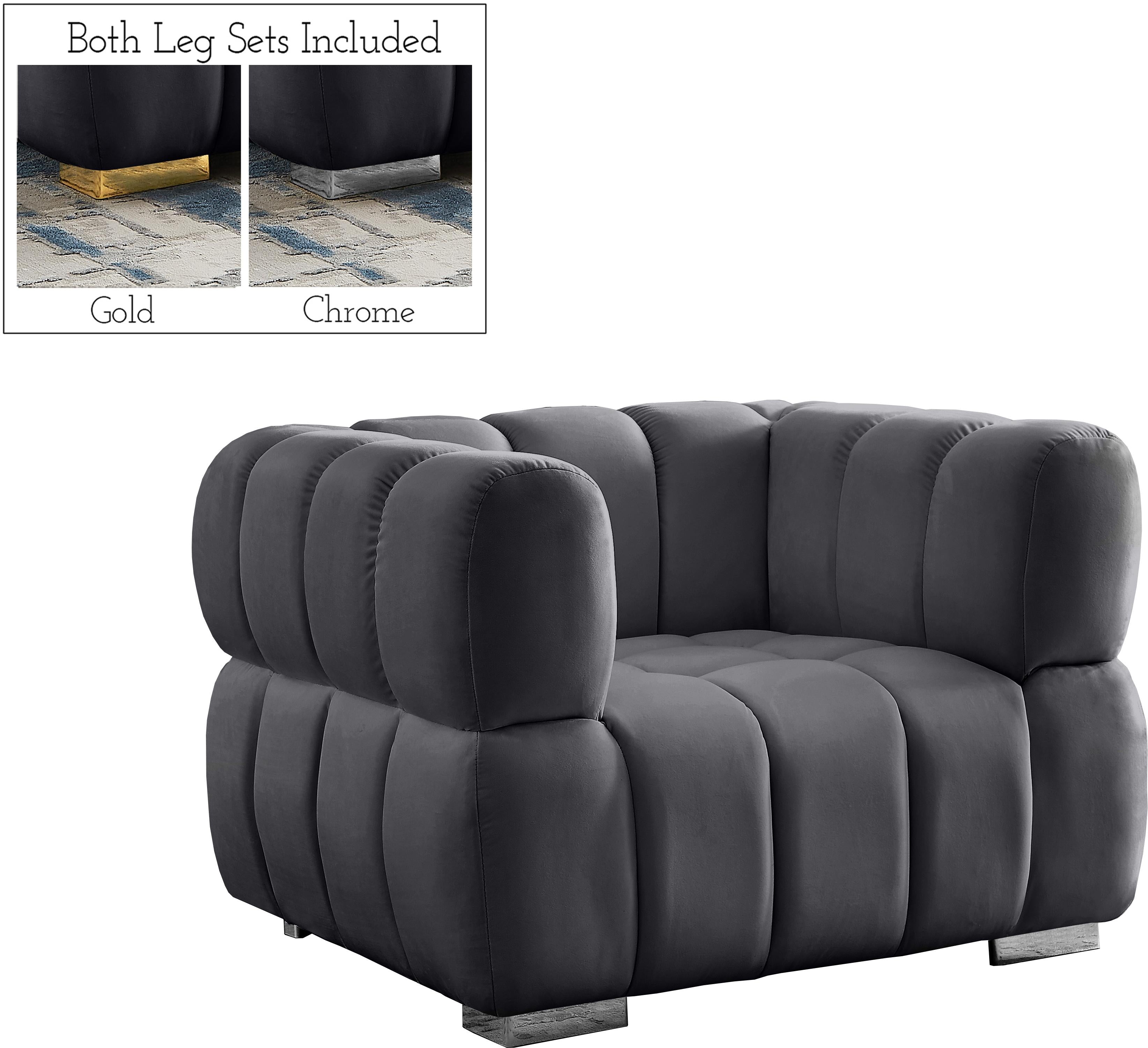 Gwen Grey Velvet Chair - Luxury Home Furniture (MI)