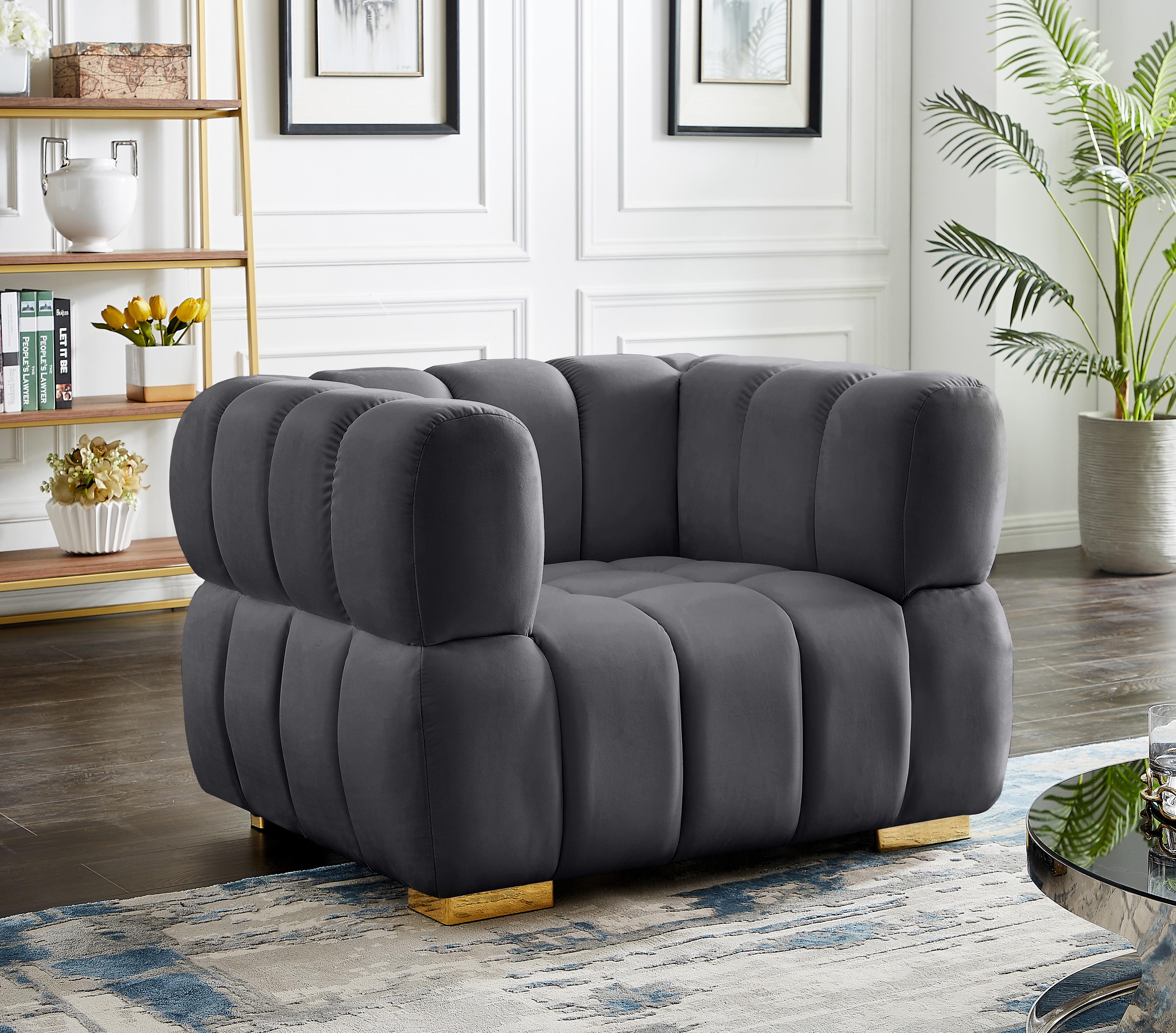 Gwen Grey Velvet Chair - Luxury Home Furniture (MI)