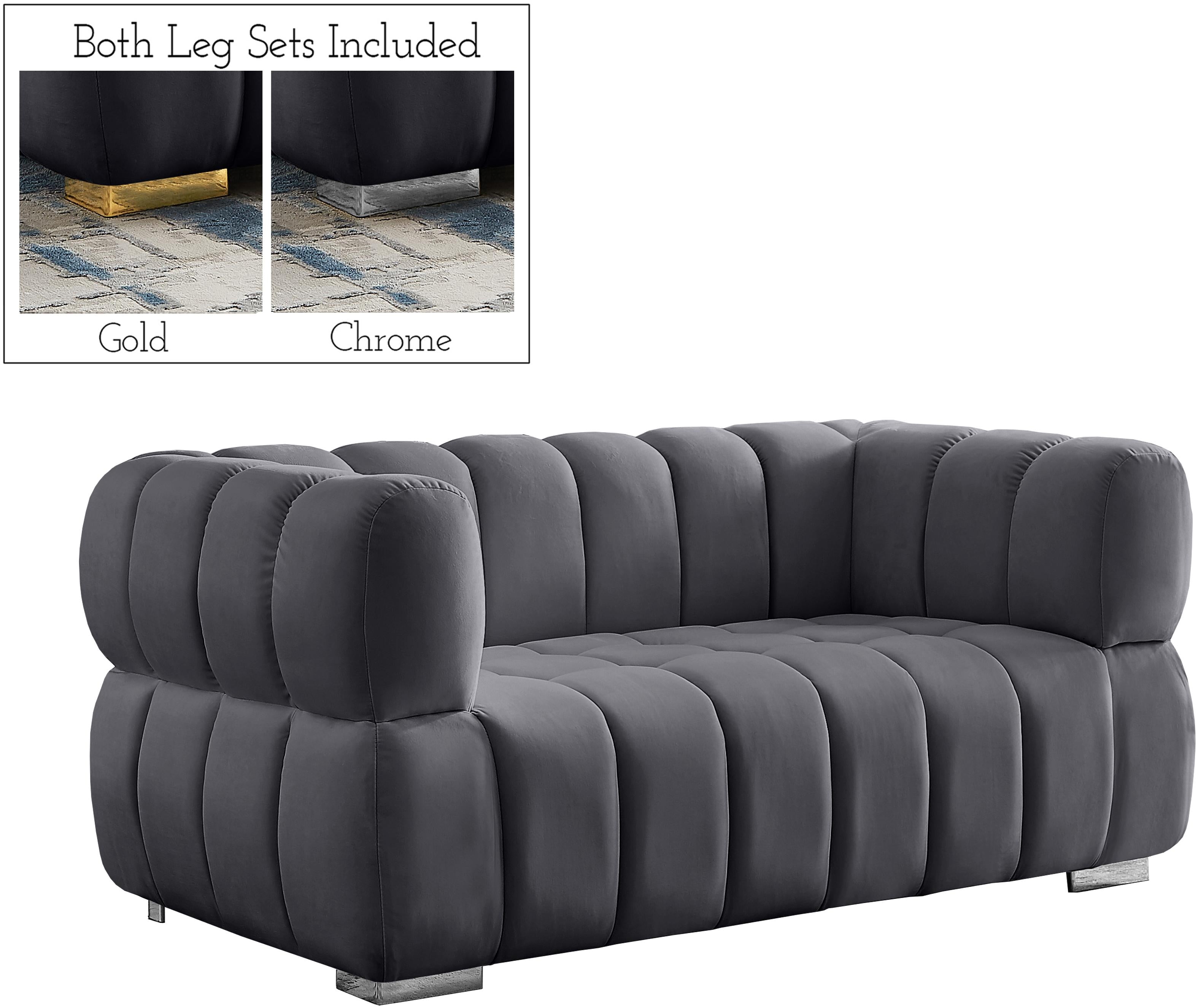 Gwen Grey Velvet Loveseat - Luxury Home Furniture (MI)