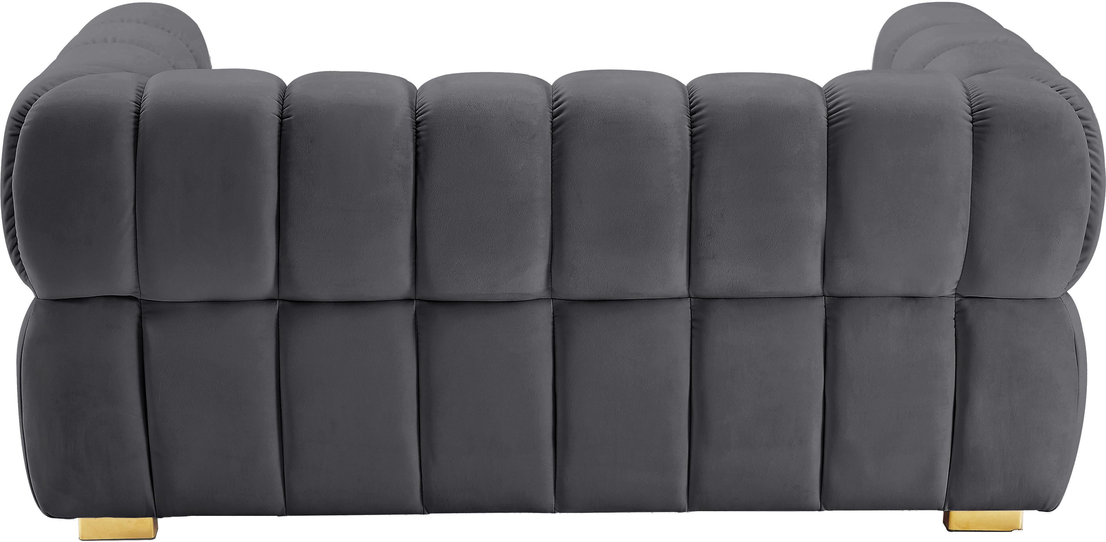 Gwen Grey Velvet Loveseat - Luxury Home Furniture (MI)