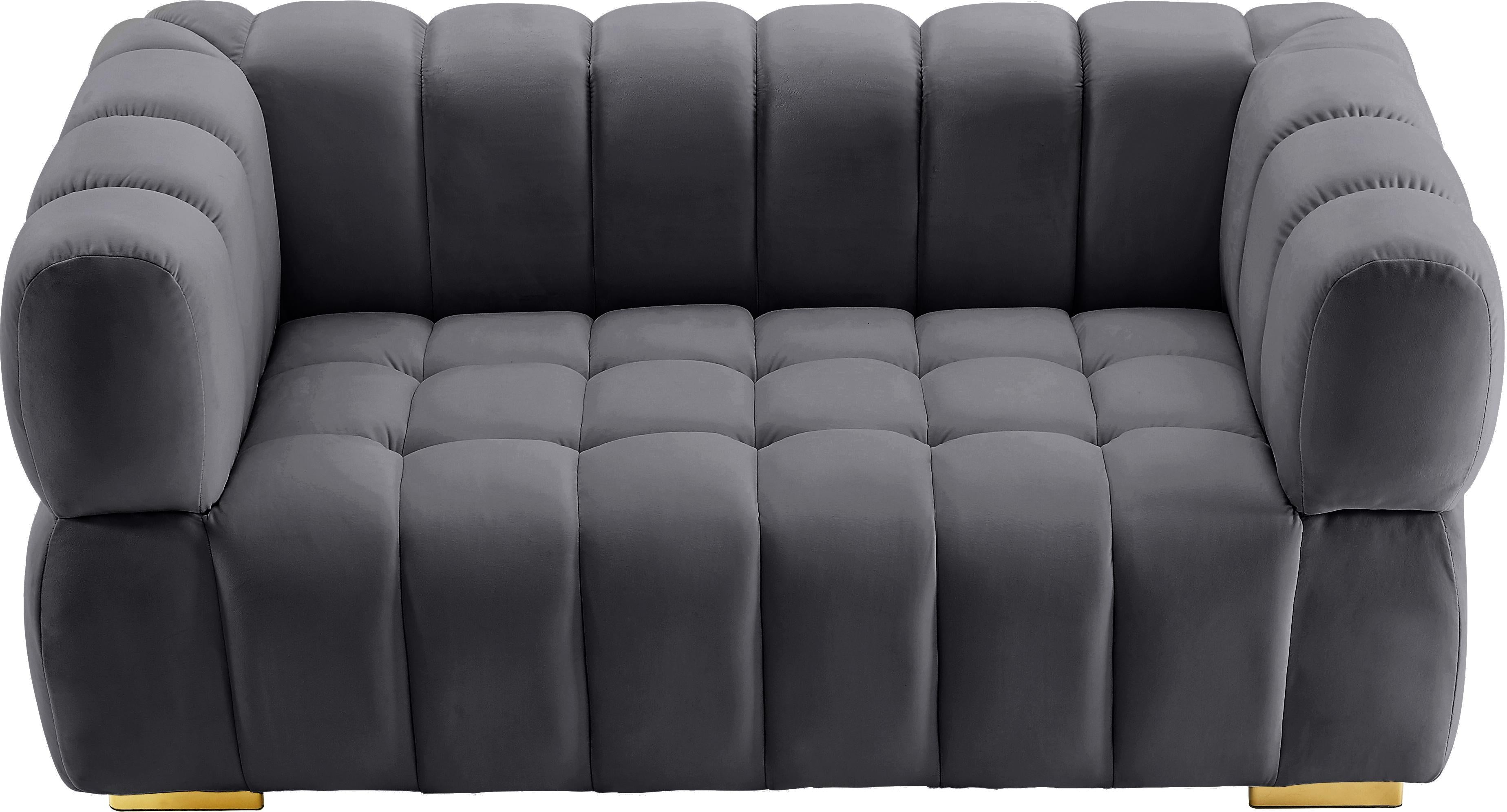 Gwen Grey Velvet Loveseat - Luxury Home Furniture (MI)