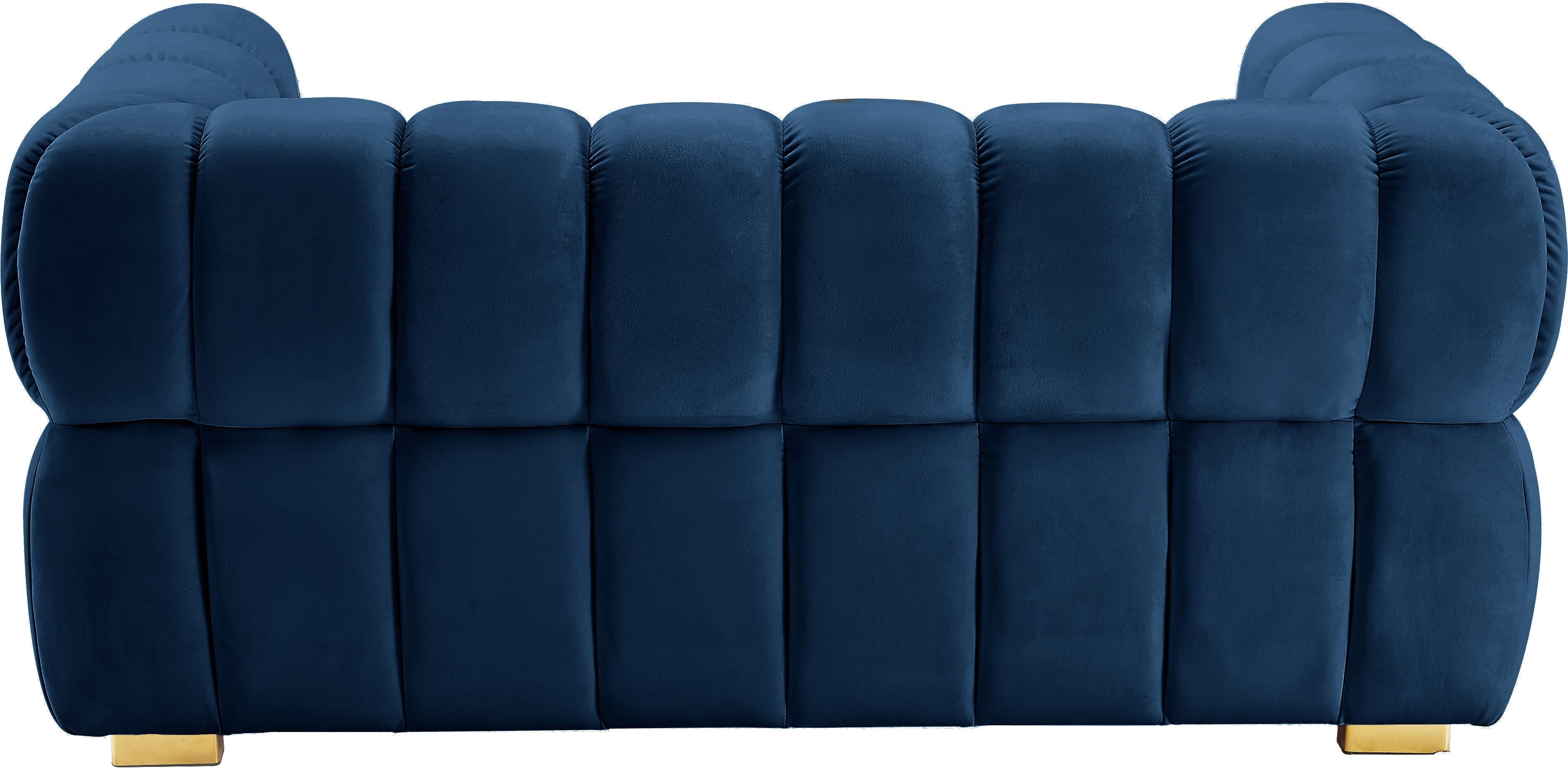 Gwen Navy Velvet Loveseat - Luxury Home Furniture (MI)