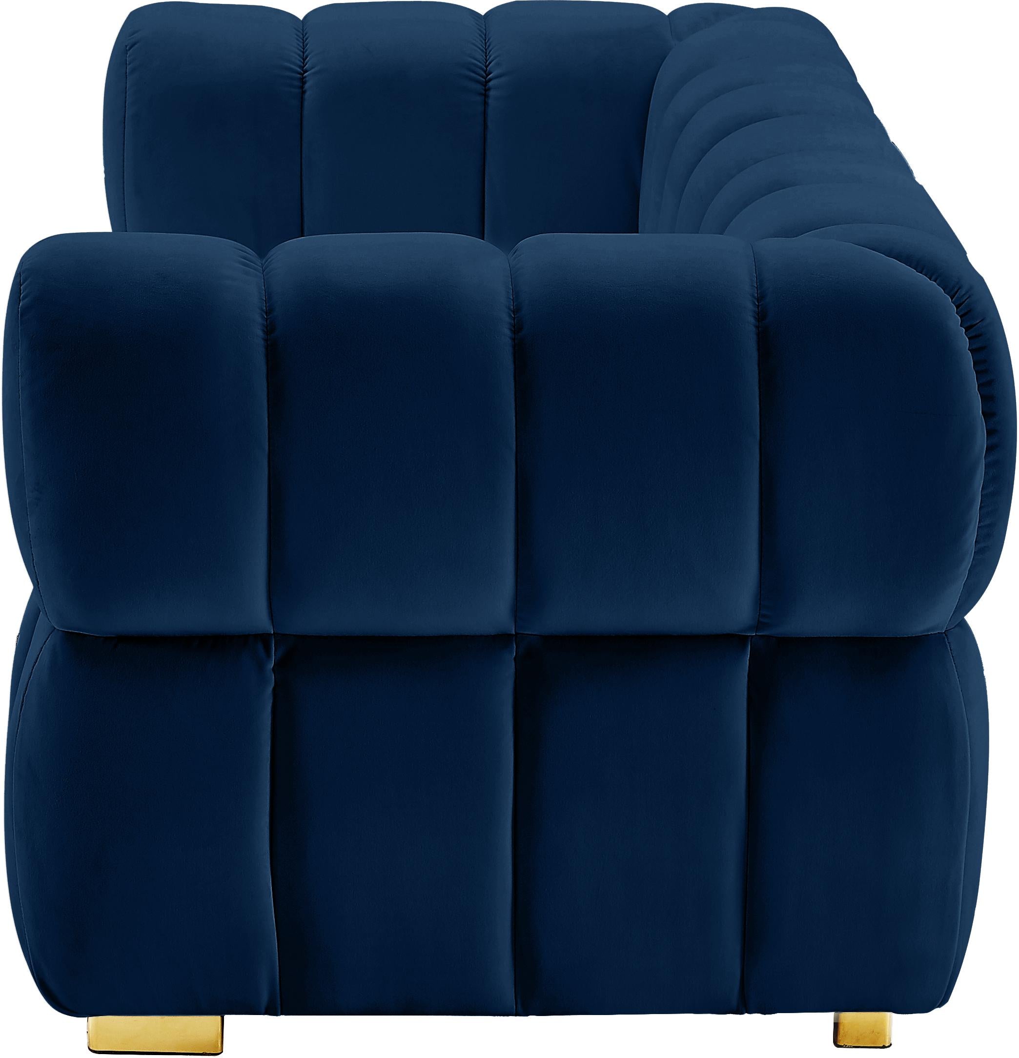 Gwen Navy Velvet Loveseat - Luxury Home Furniture (MI)