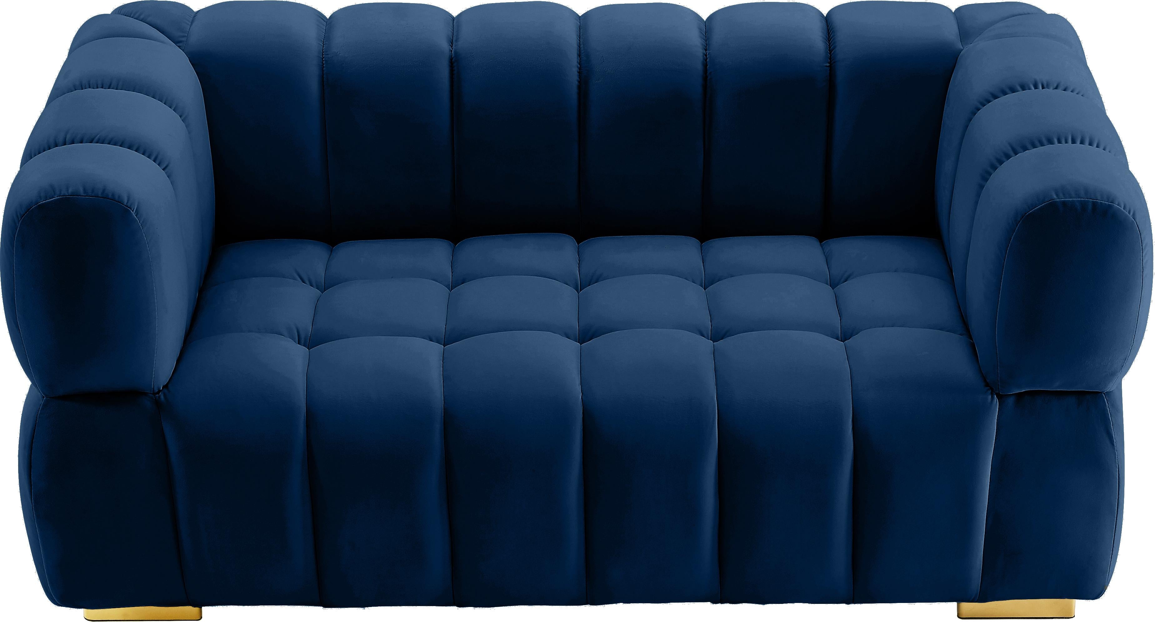 Gwen Navy Velvet Loveseat - Luxury Home Furniture (MI)