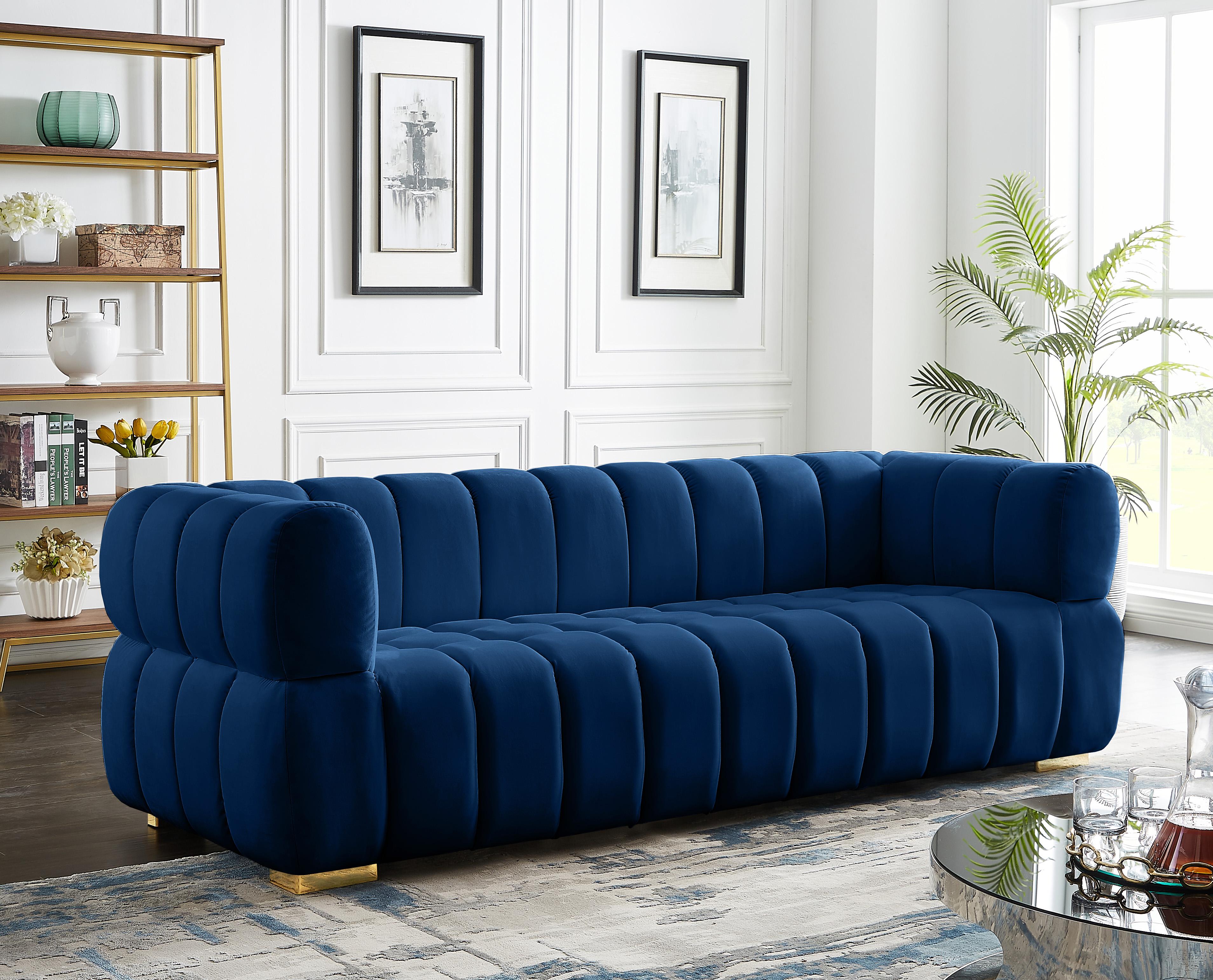 Gwen Navy Velvet Sofa - Luxury Home Furniture (MI)