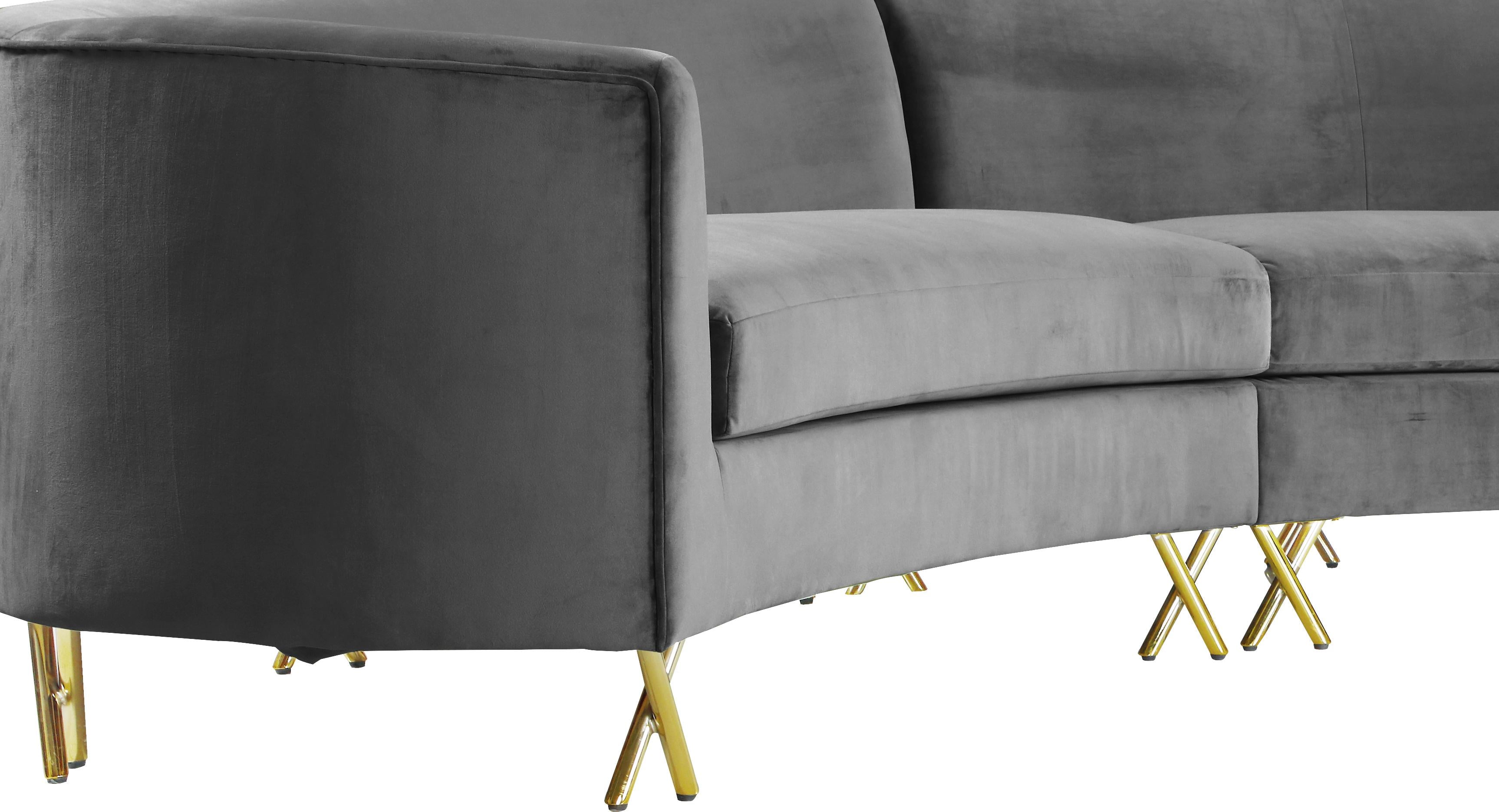Serpentine Grey Velvet 3pc. Sectional - Luxury Home Furniture (MI)