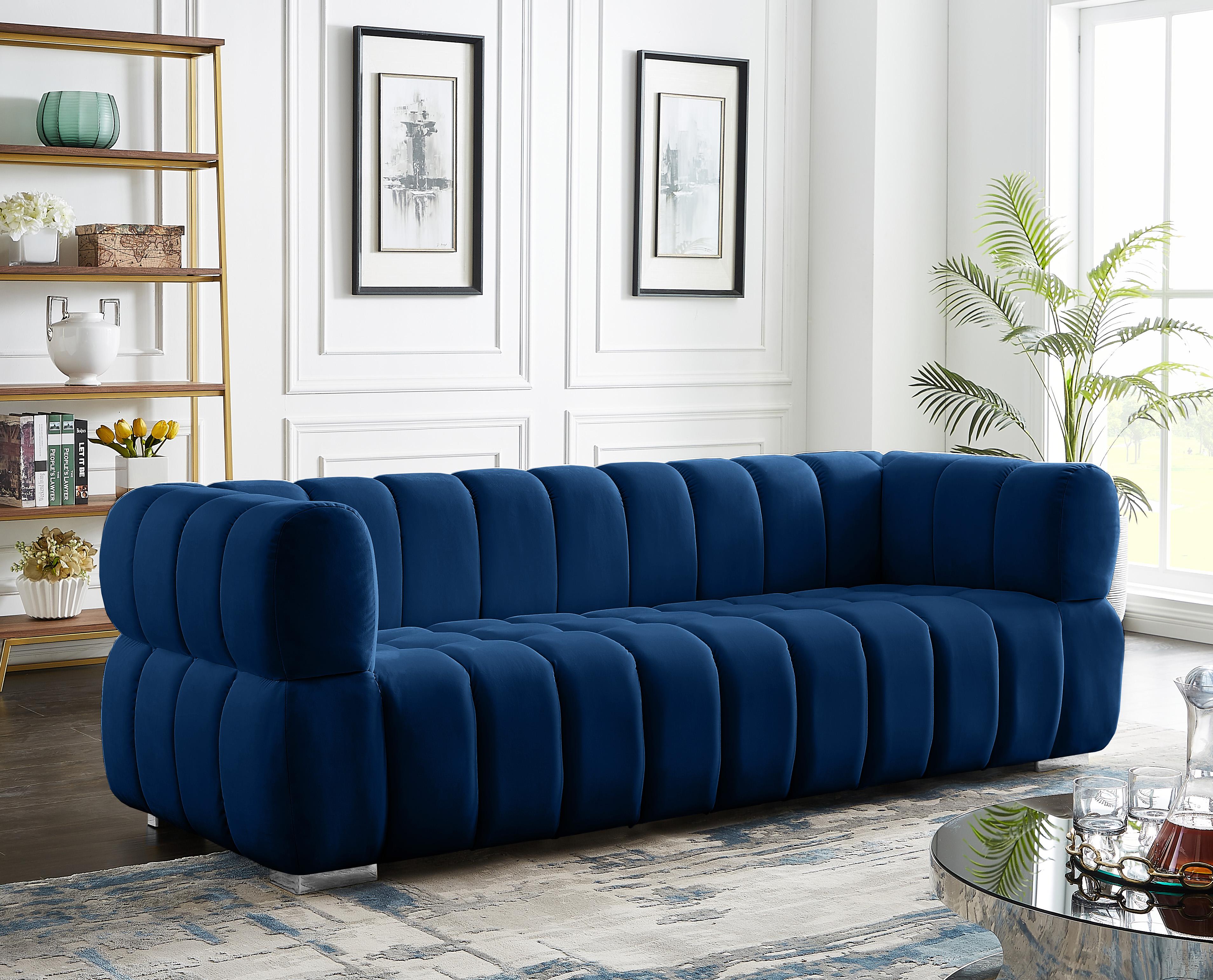 Gwen Navy Velvet Sofa - Luxury Home Furniture (MI)