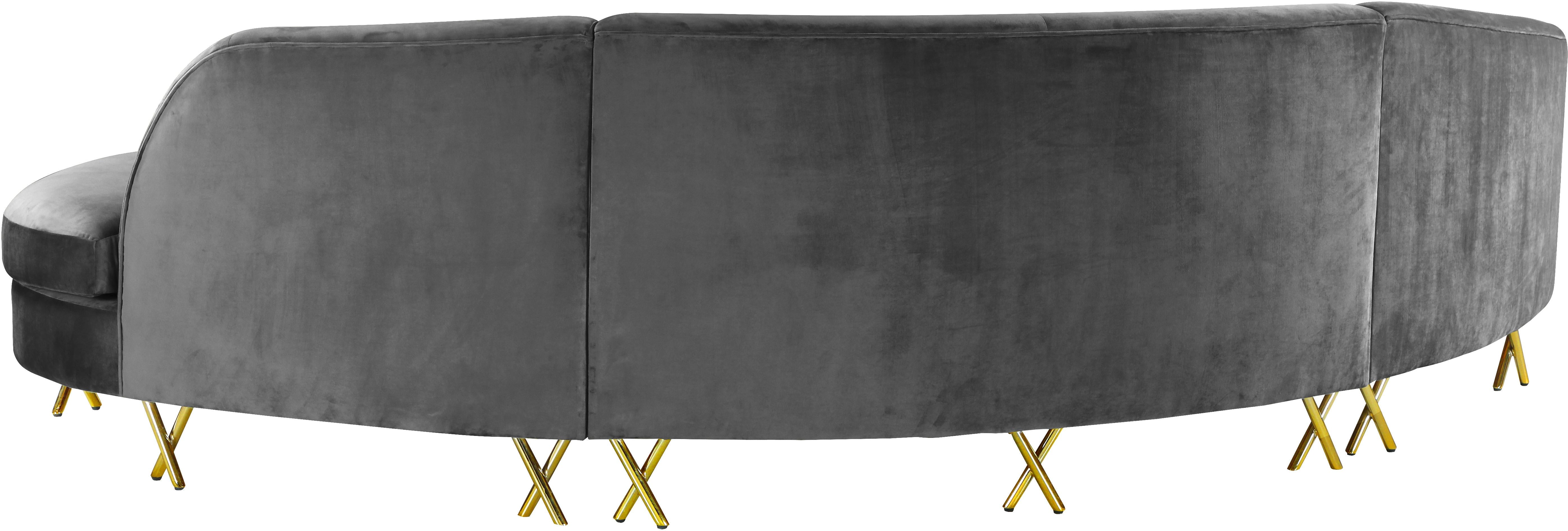 Serpentine Grey Velvet 3pc. Sectional - Luxury Home Furniture (MI)