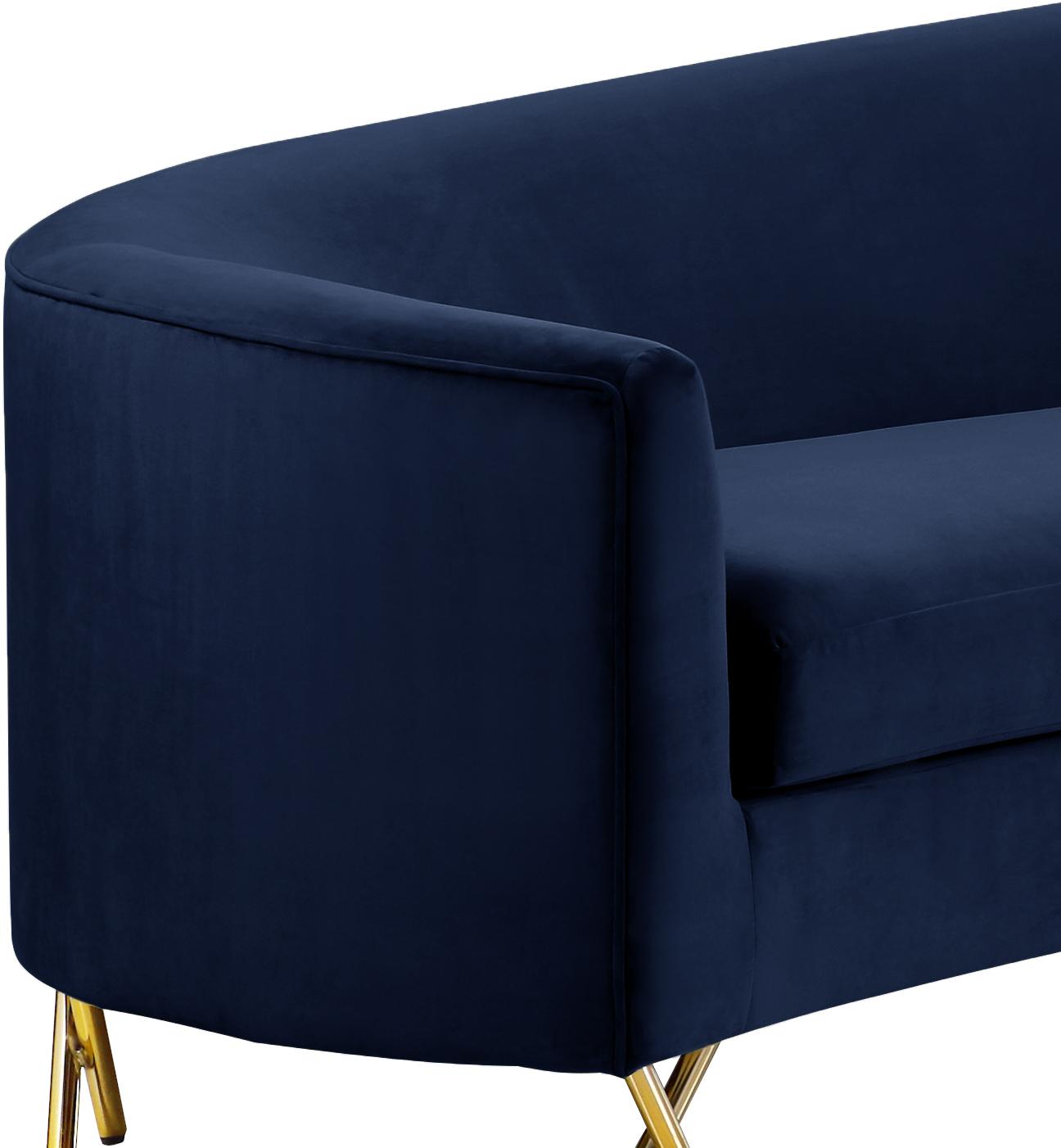 Serpentine Navy Velvet 3pc. Sectional - Luxury Home Furniture (MI)