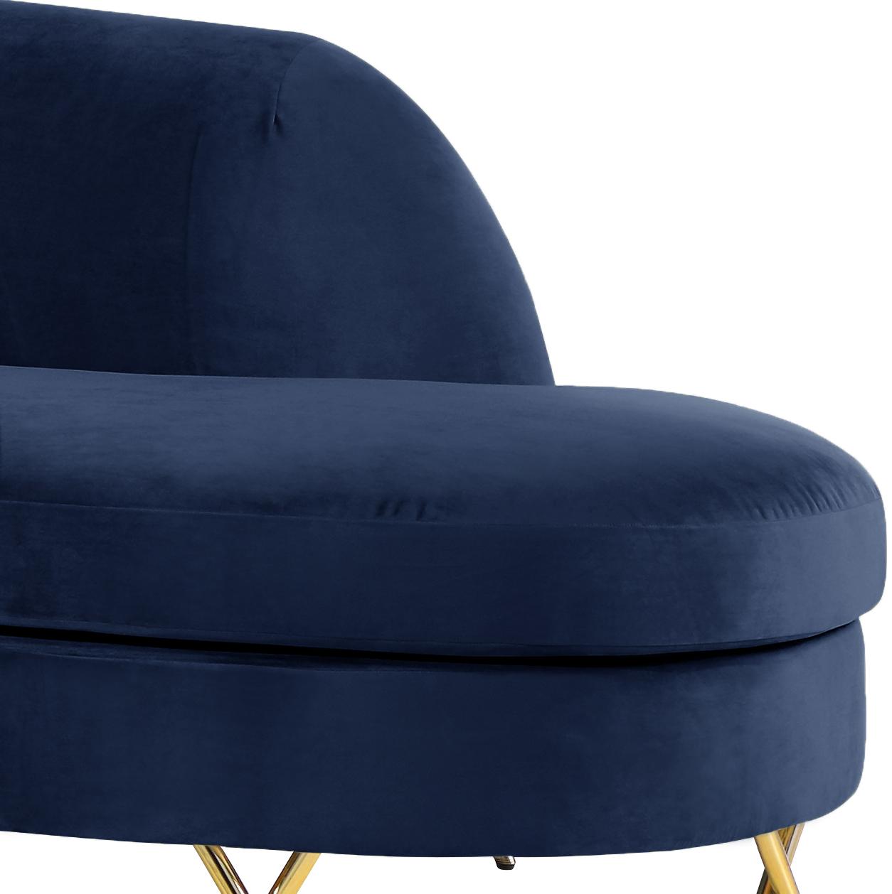 Serpentine Navy Velvet 3pc. Sectional - Luxury Home Furniture (MI)