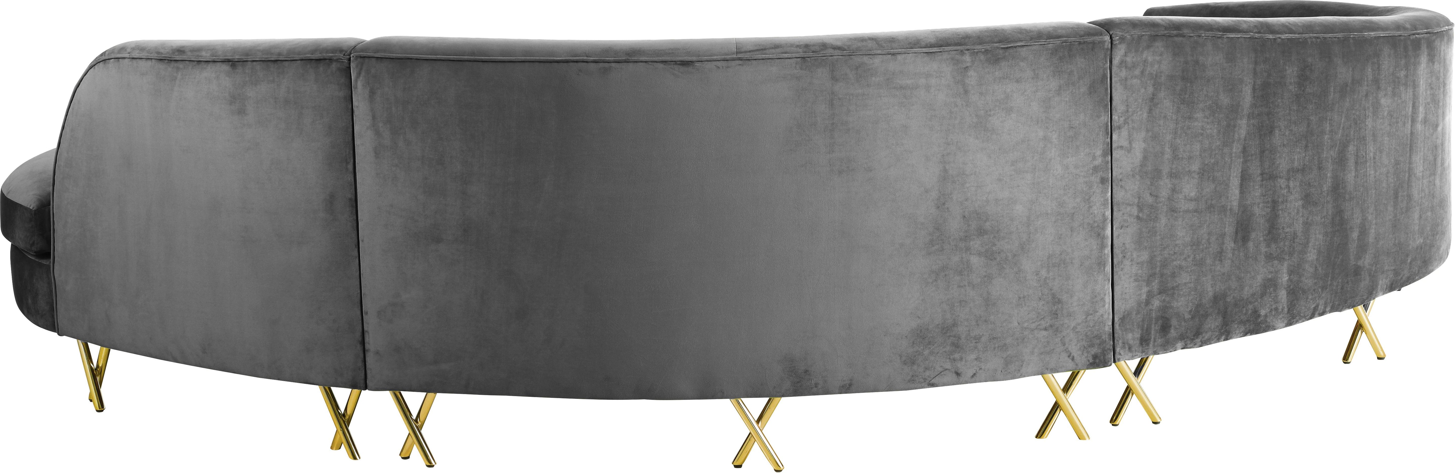 Serpentine Grey Velvet 3pc. Sectional - Luxury Home Furniture (MI)