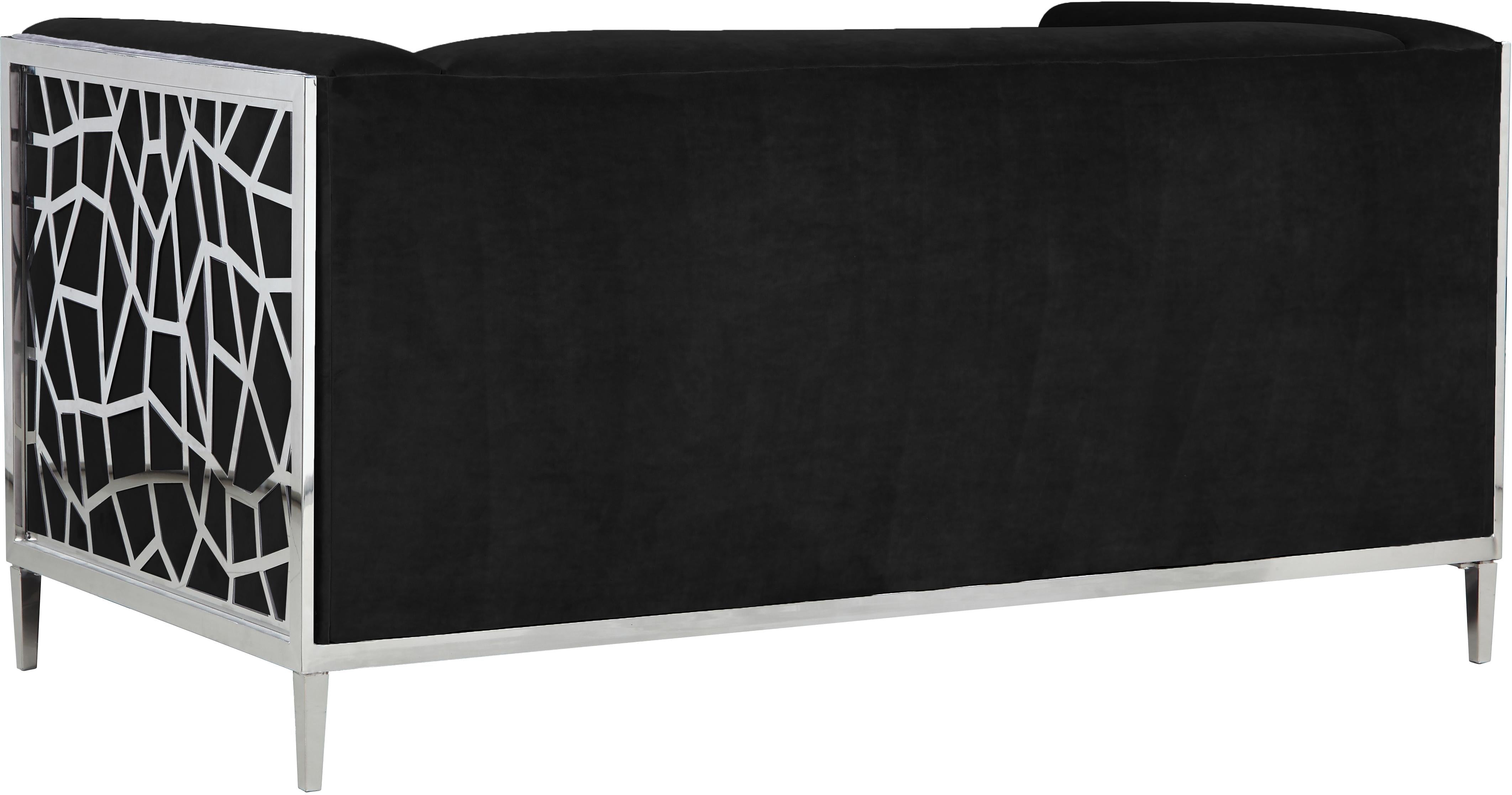 Opal Black Velvet Loveseat - Luxury Home Furniture (MI)