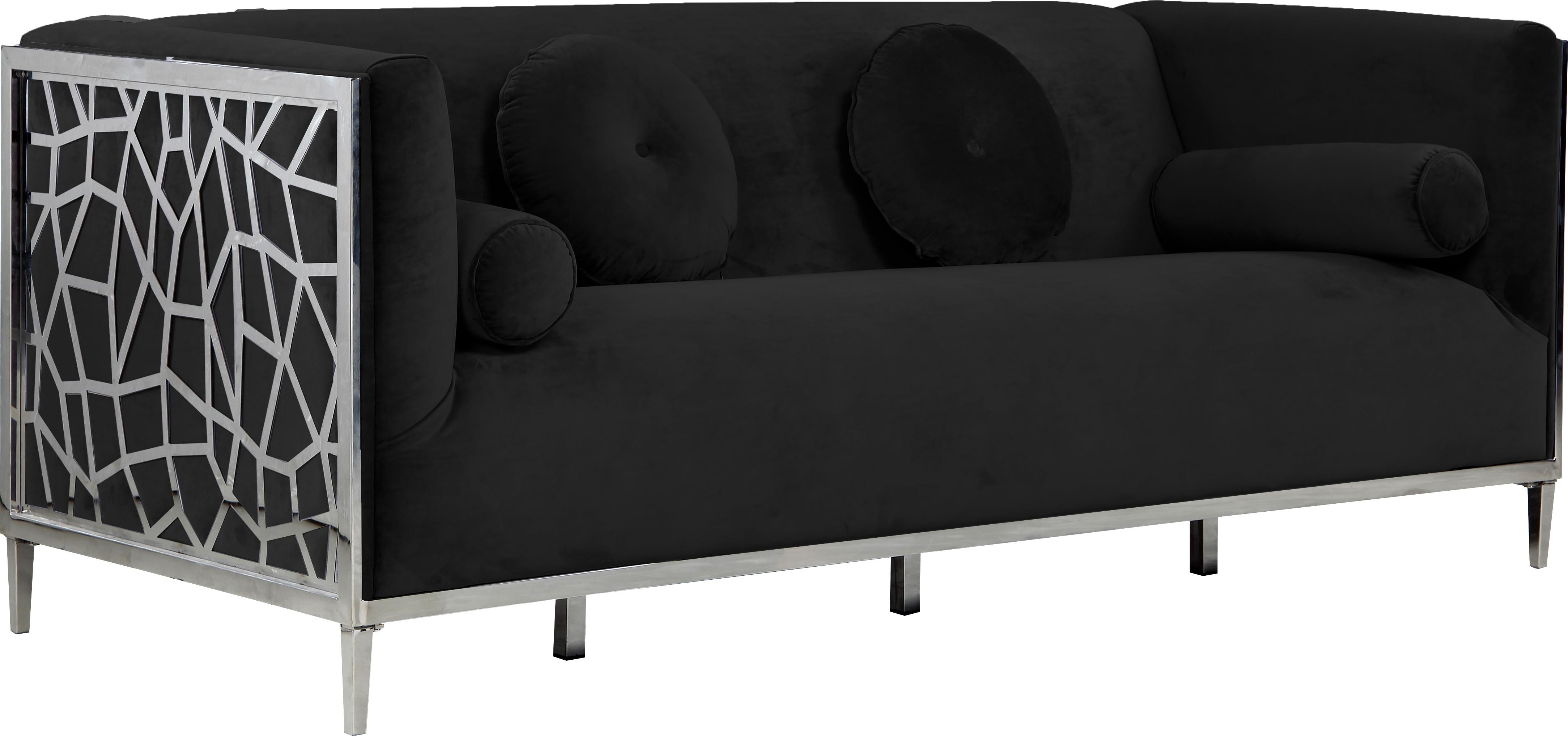 Opal Black Velvet Sofa - Luxury Home Furniture (MI)