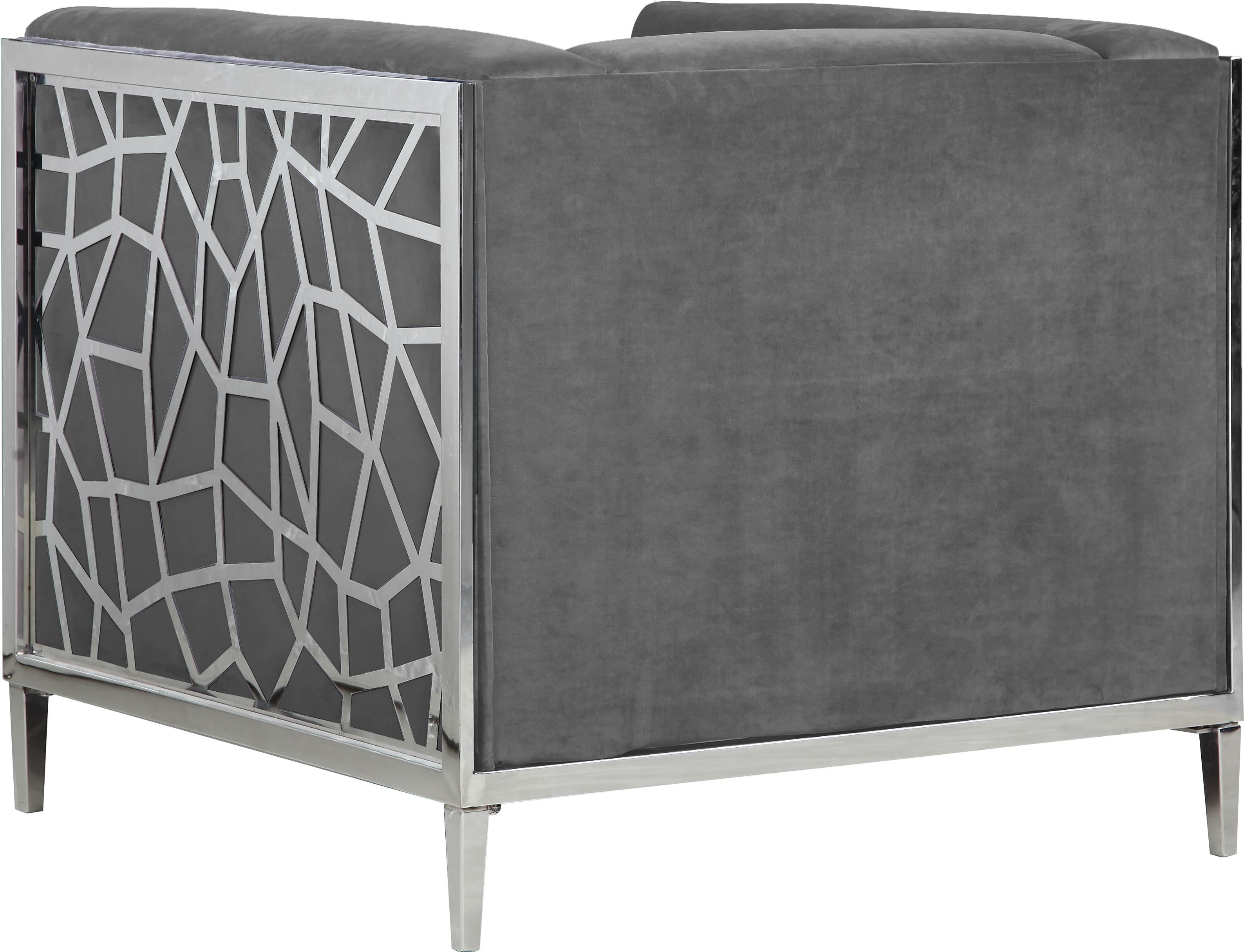 Opal Grey Velvet Chair - Luxury Home Furniture (MI)