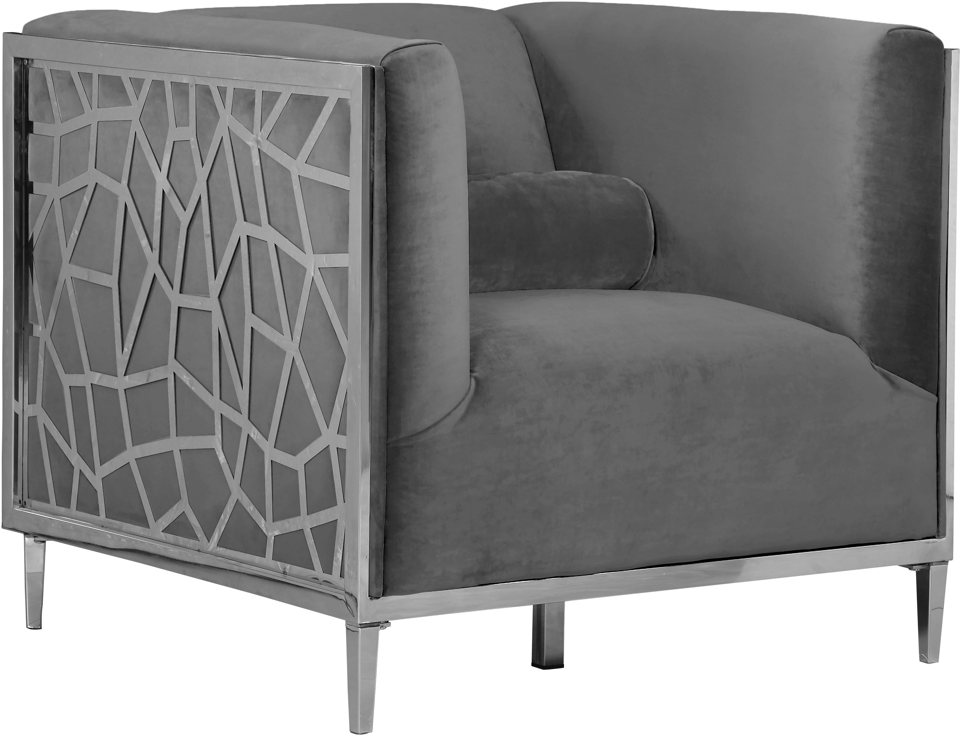 Opal Grey Velvet Chair - Luxury Home Furniture (MI)