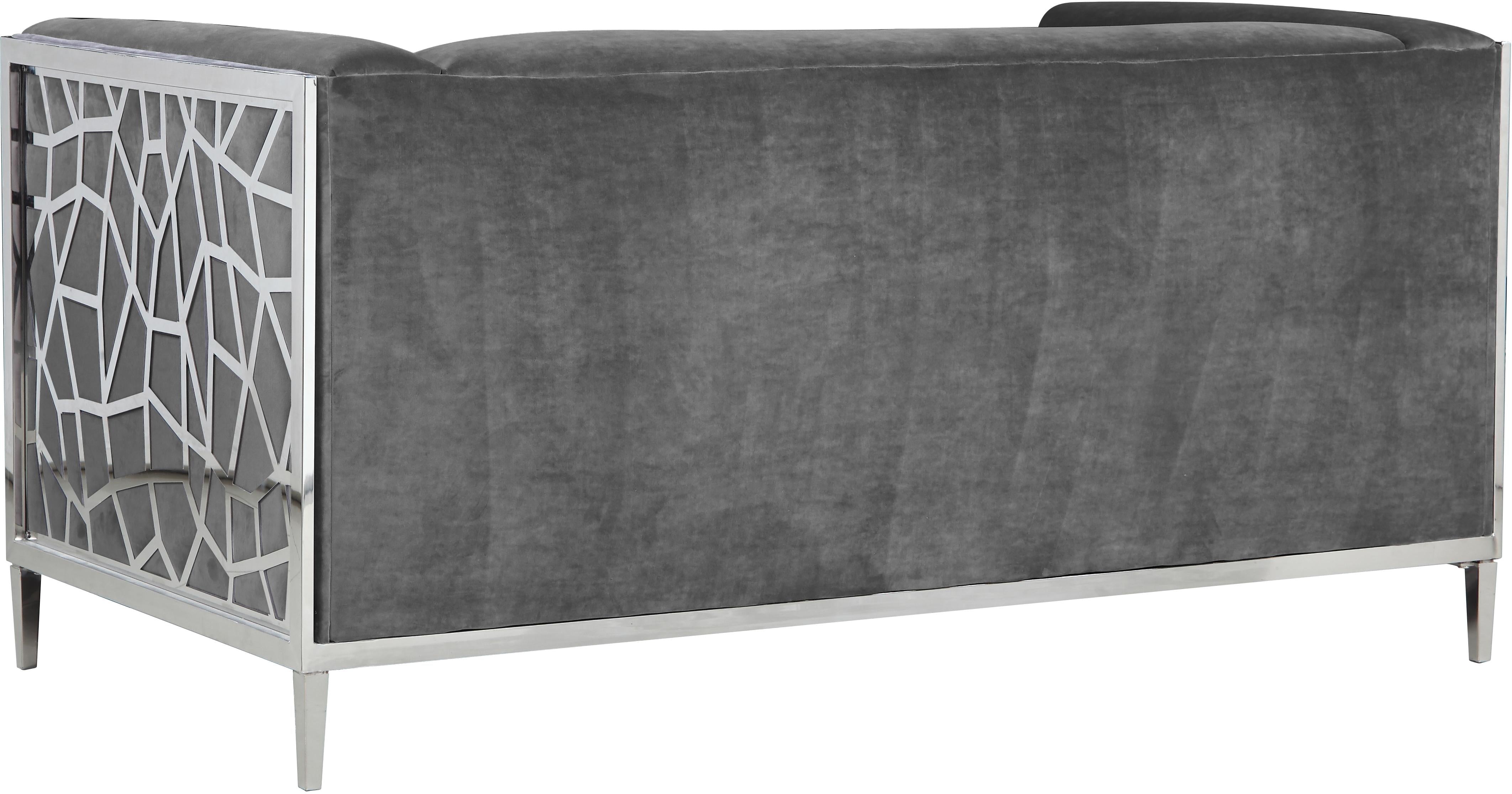 Opal Grey Velvet Loveseat - Luxury Home Furniture (MI)