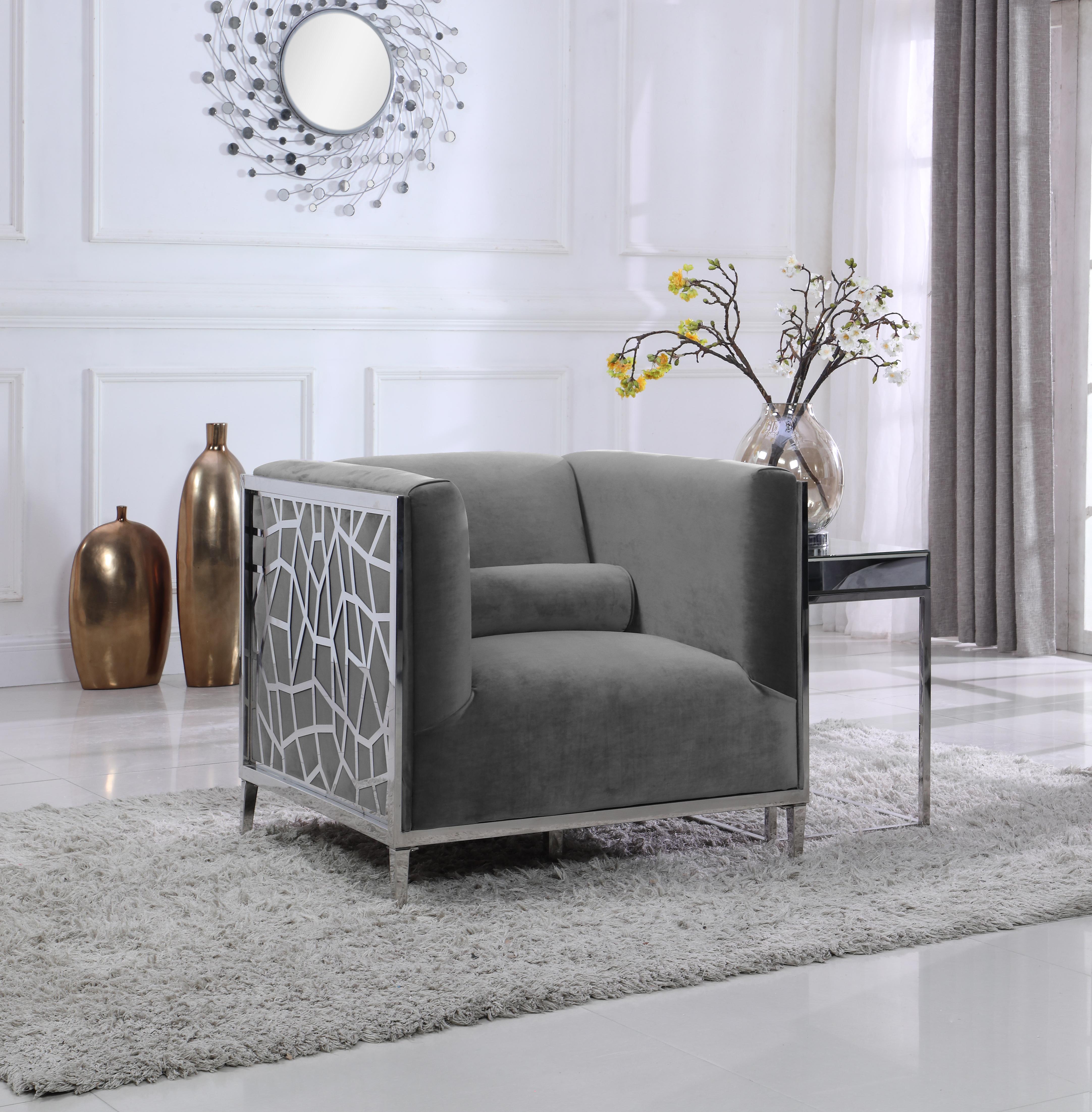 Opal Grey Velvet Chair - Luxury Home Furniture (MI)