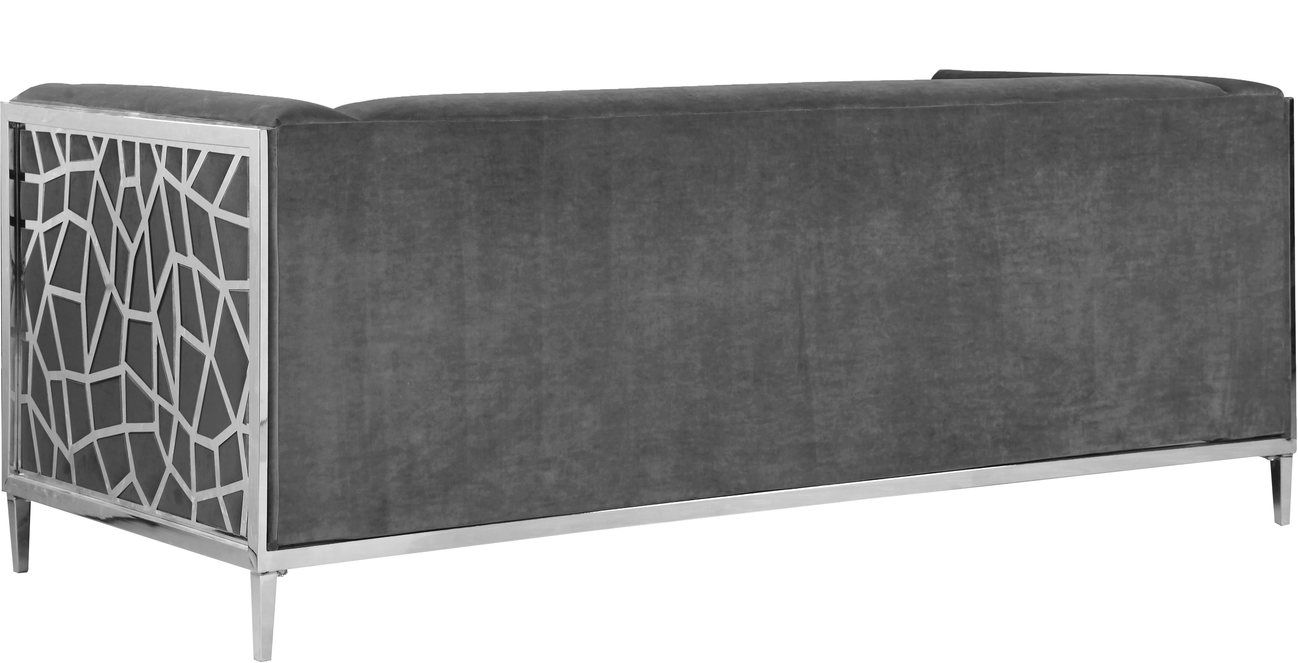 Opal Grey Velvet Sofa - Luxury Home Furniture (MI)