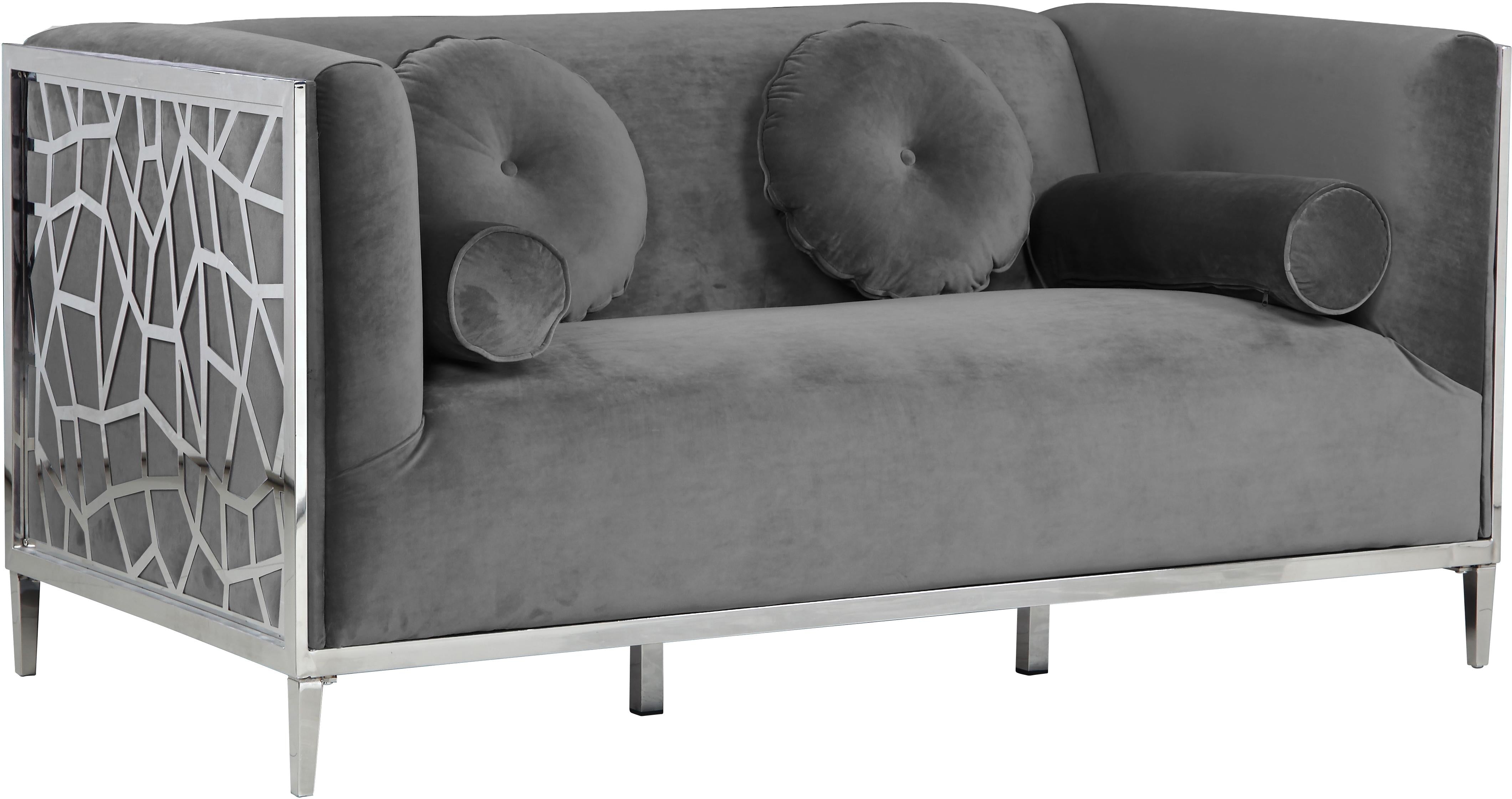 Opal Grey Velvet Loveseat - Luxury Home Furniture (MI)