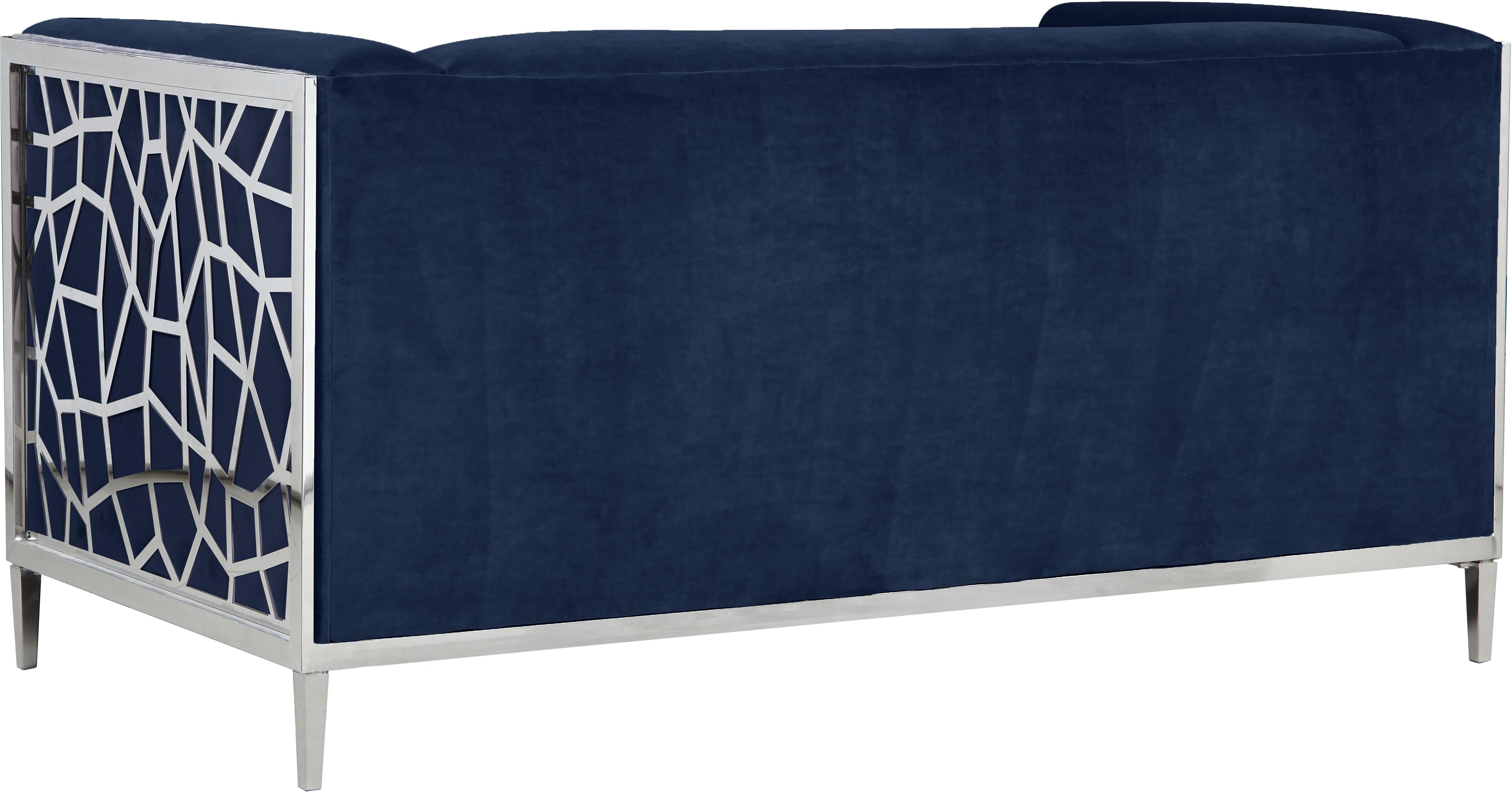 Opal Navy Velvet Loveseat - Luxury Home Furniture (MI)